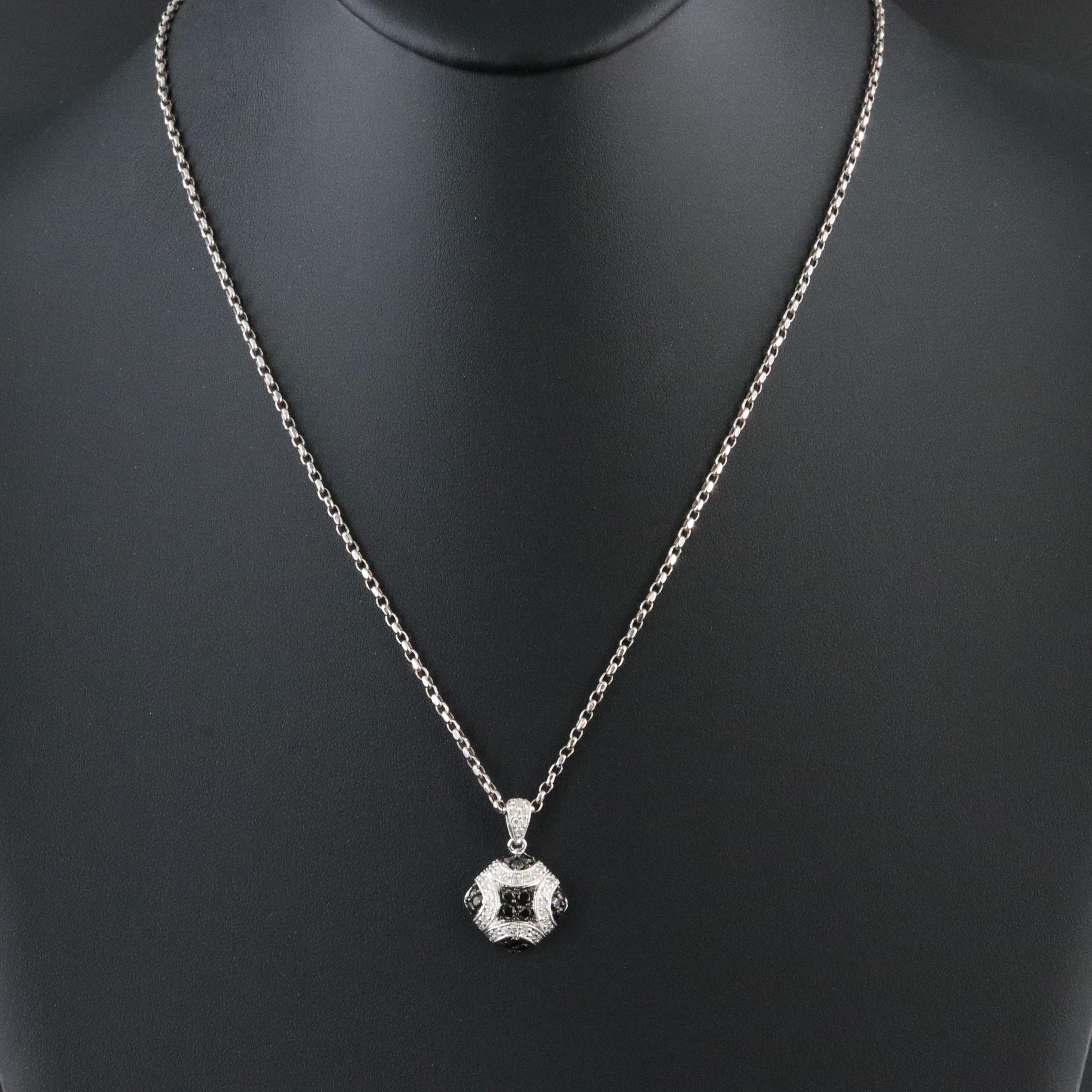 14K 0.91 CTW Diamond Pendant Necklace with Fancy Black Diamonds