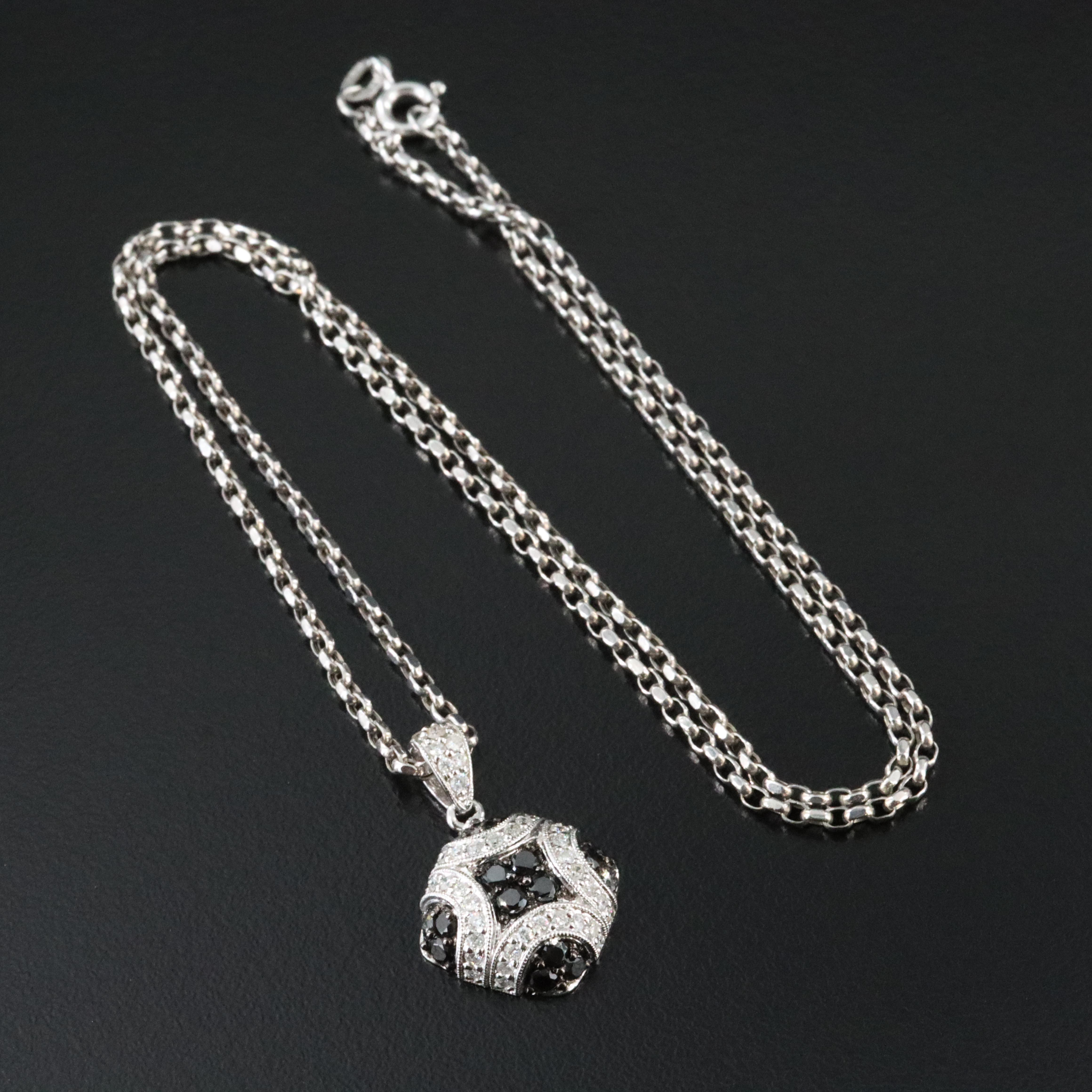 14K 0.91 CTW Diamond Pendant Necklace with Fancy Black Diamonds