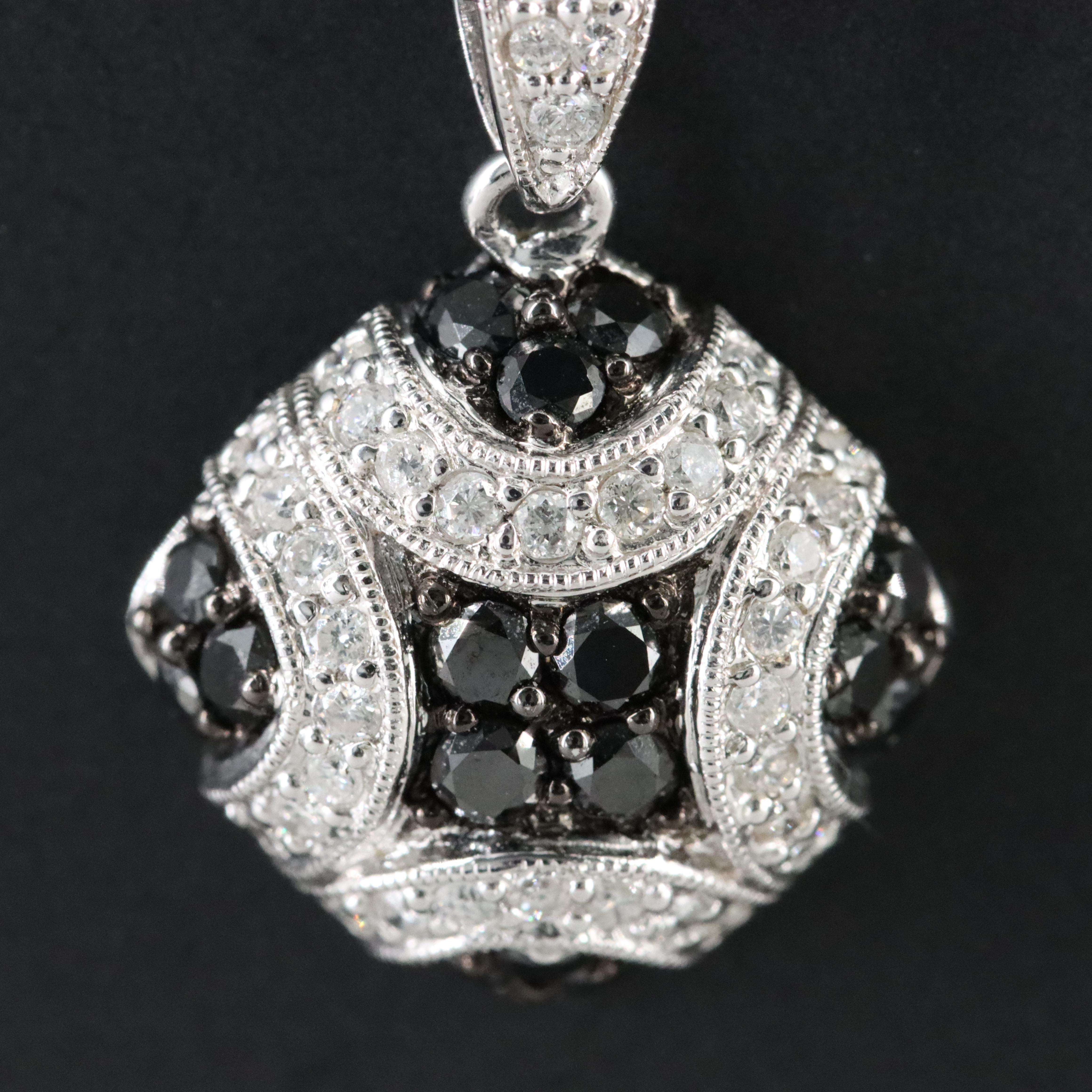 14K 0.91 CTW Diamond Pendant Necklace with Fancy Black Diamonds