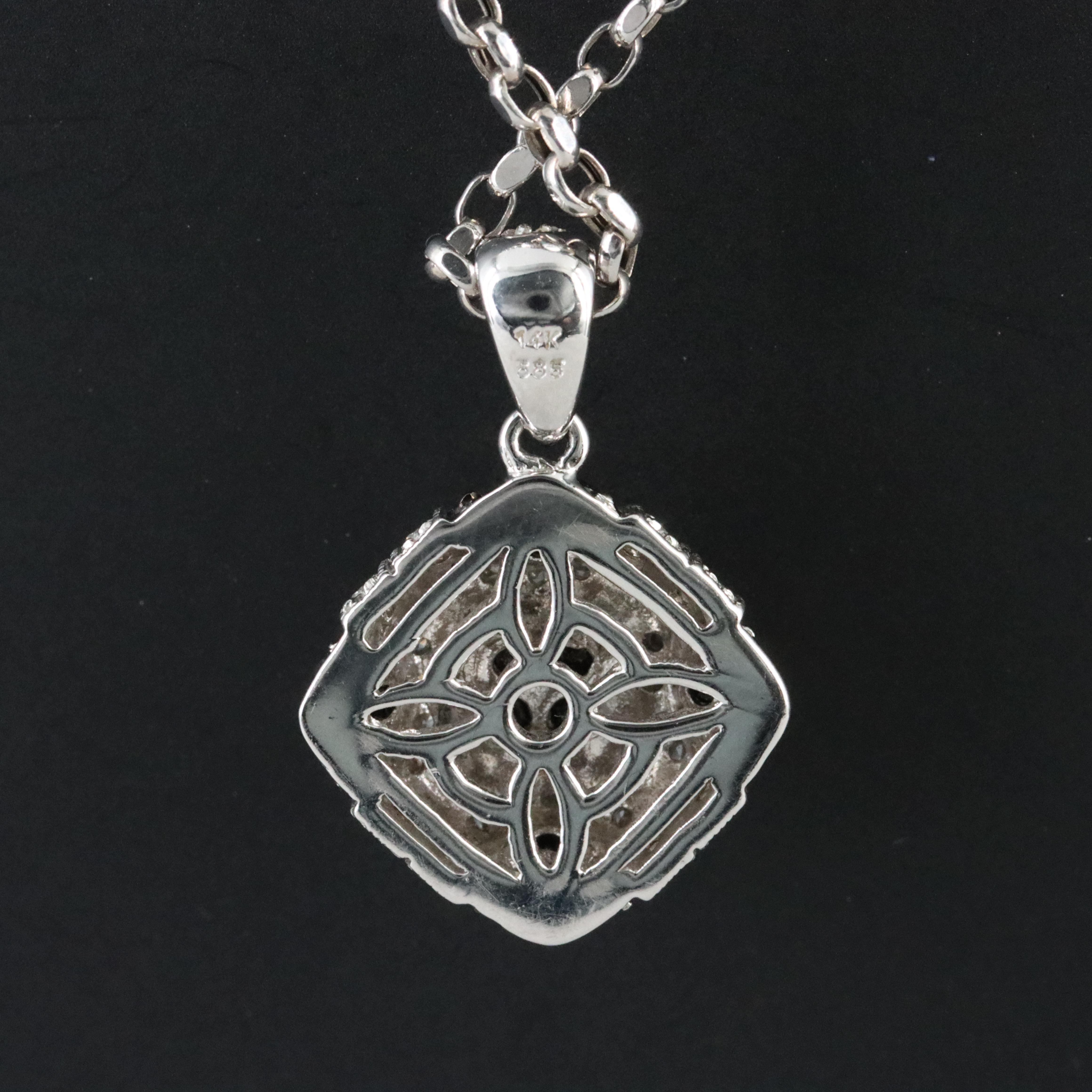 14K 0.91 CTW Diamond Pendant Necklace with Fancy Black Diamonds