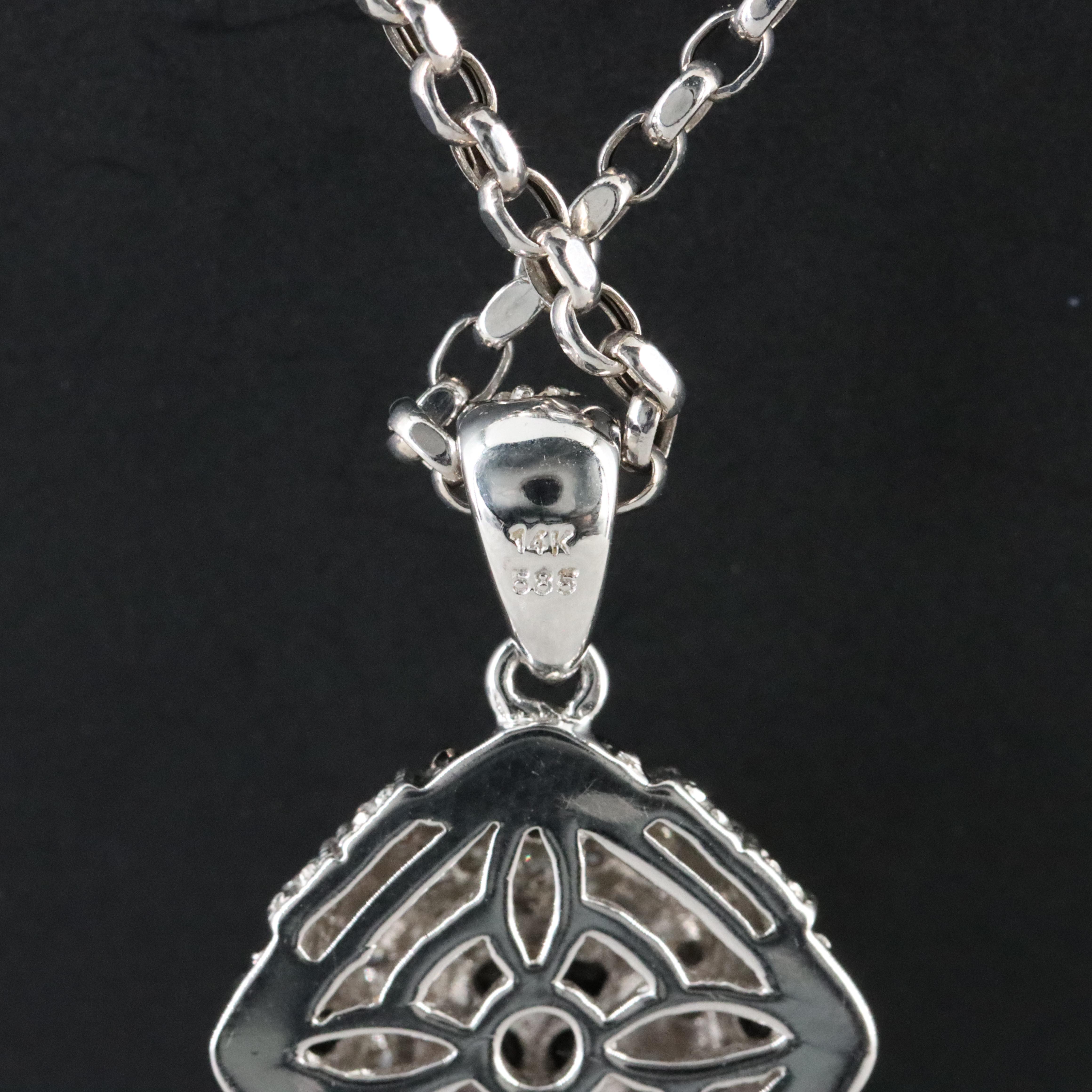 14K 0.91 CTW Diamond Pendant Necklace with Fancy Black Diamonds