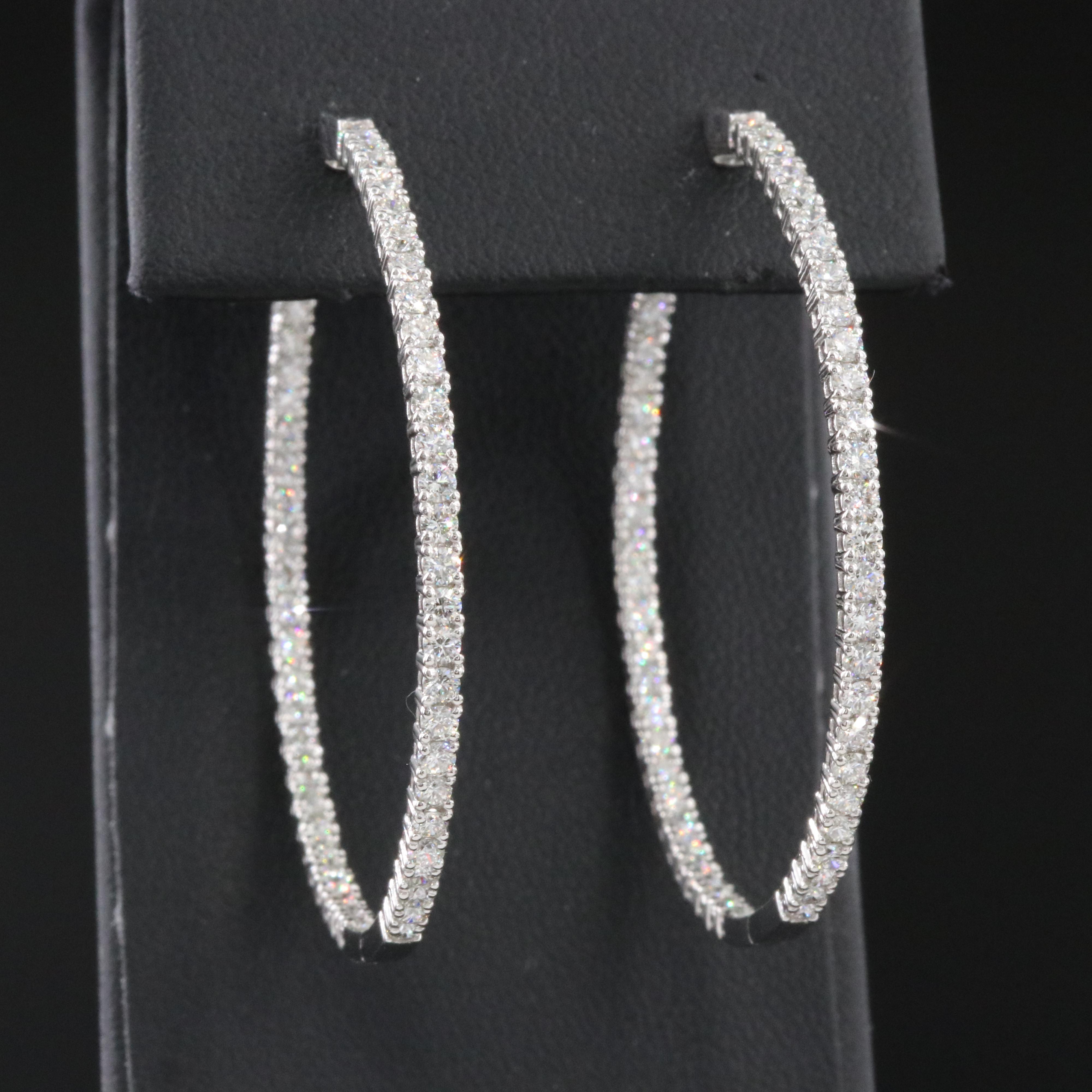 Platinum 2.92 CTW Diamond Inside Out Hoop Earrings