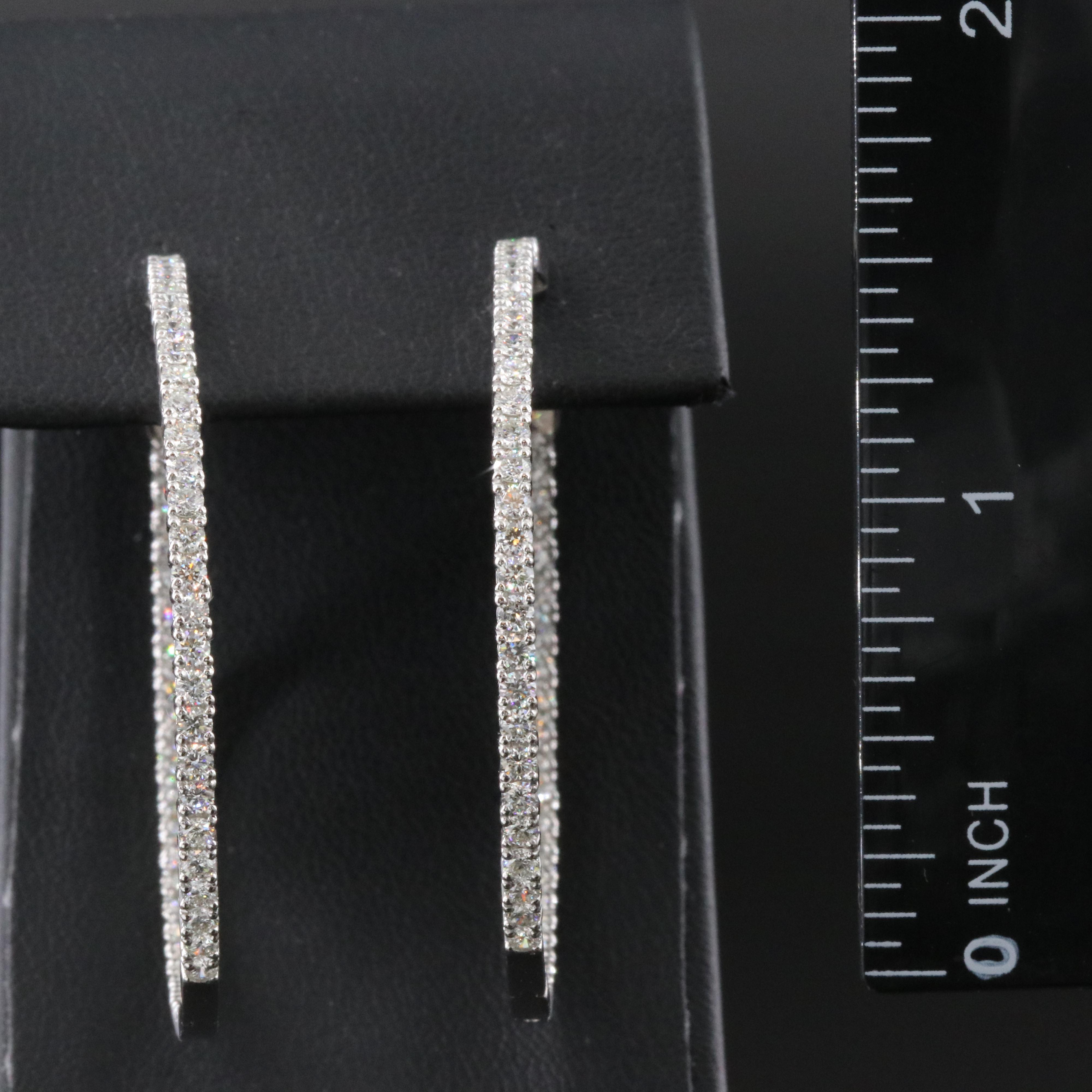 Platinum 2.92 CTW Diamond Inside Out Hoop Earrings