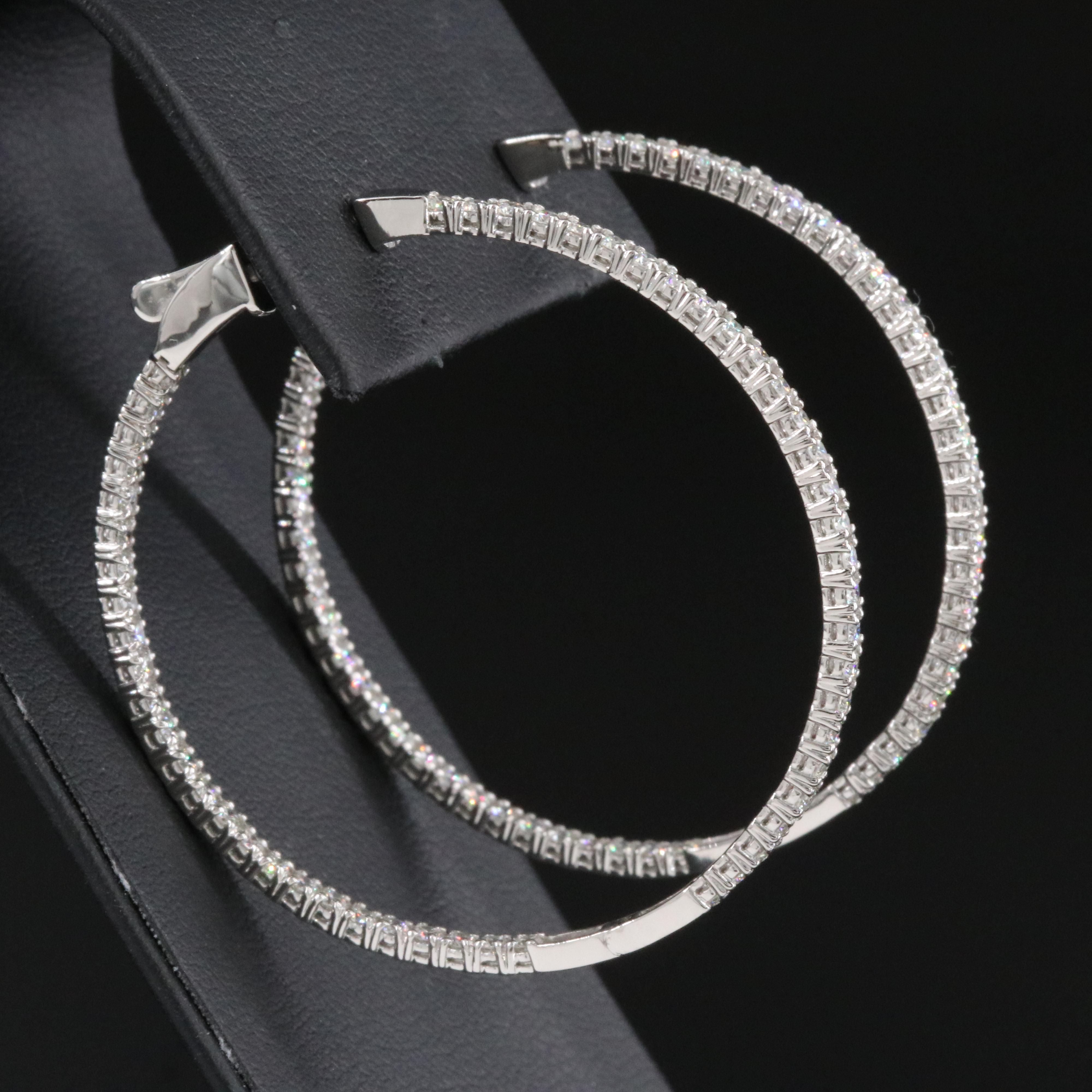 Platinum 2.92 CTW Diamond Inside Out Hoop Earrings