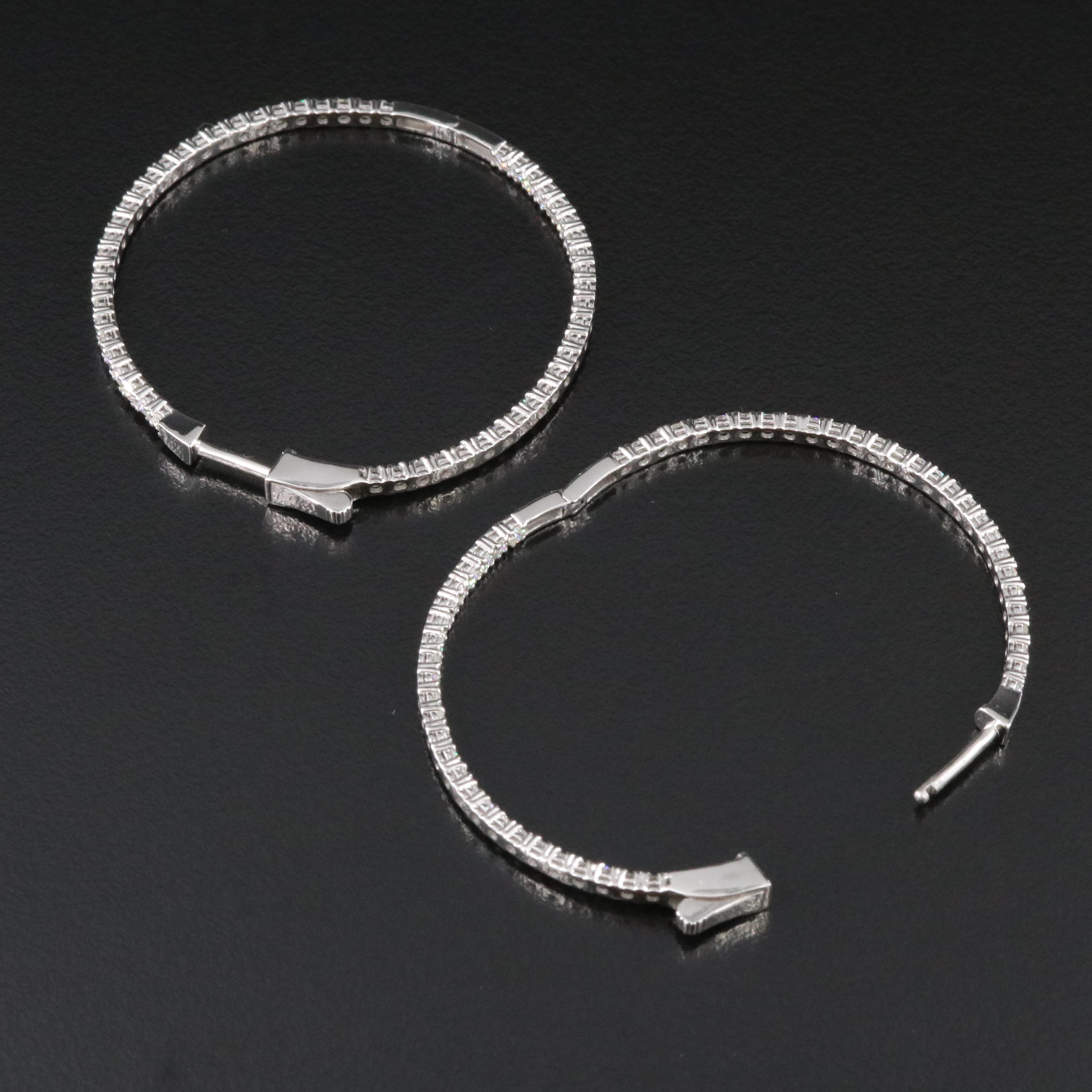 Platinum 2.92 CTW Diamond Inside Out Hoop Earrings