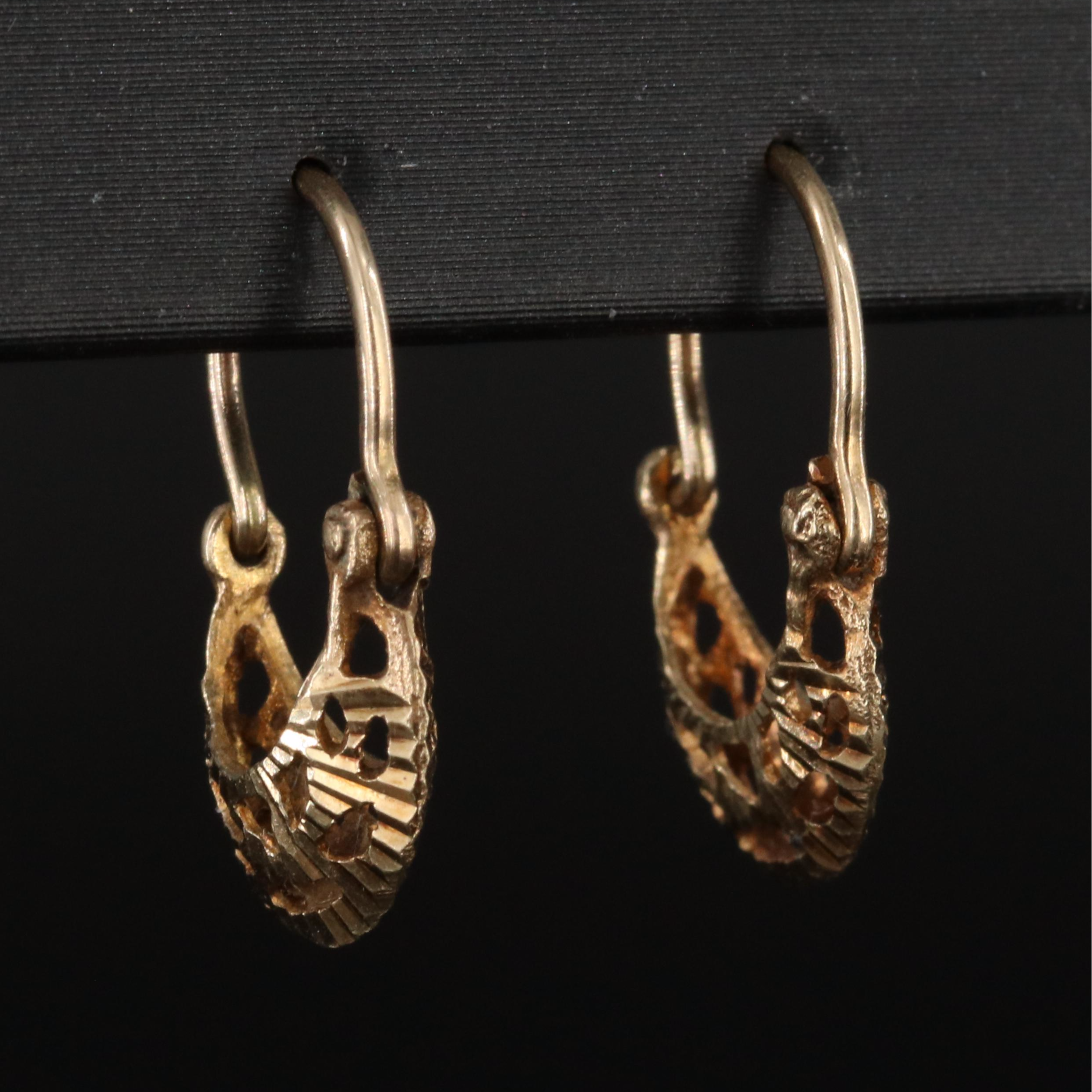 10K Diamond-Cut Style Crescent Earrings