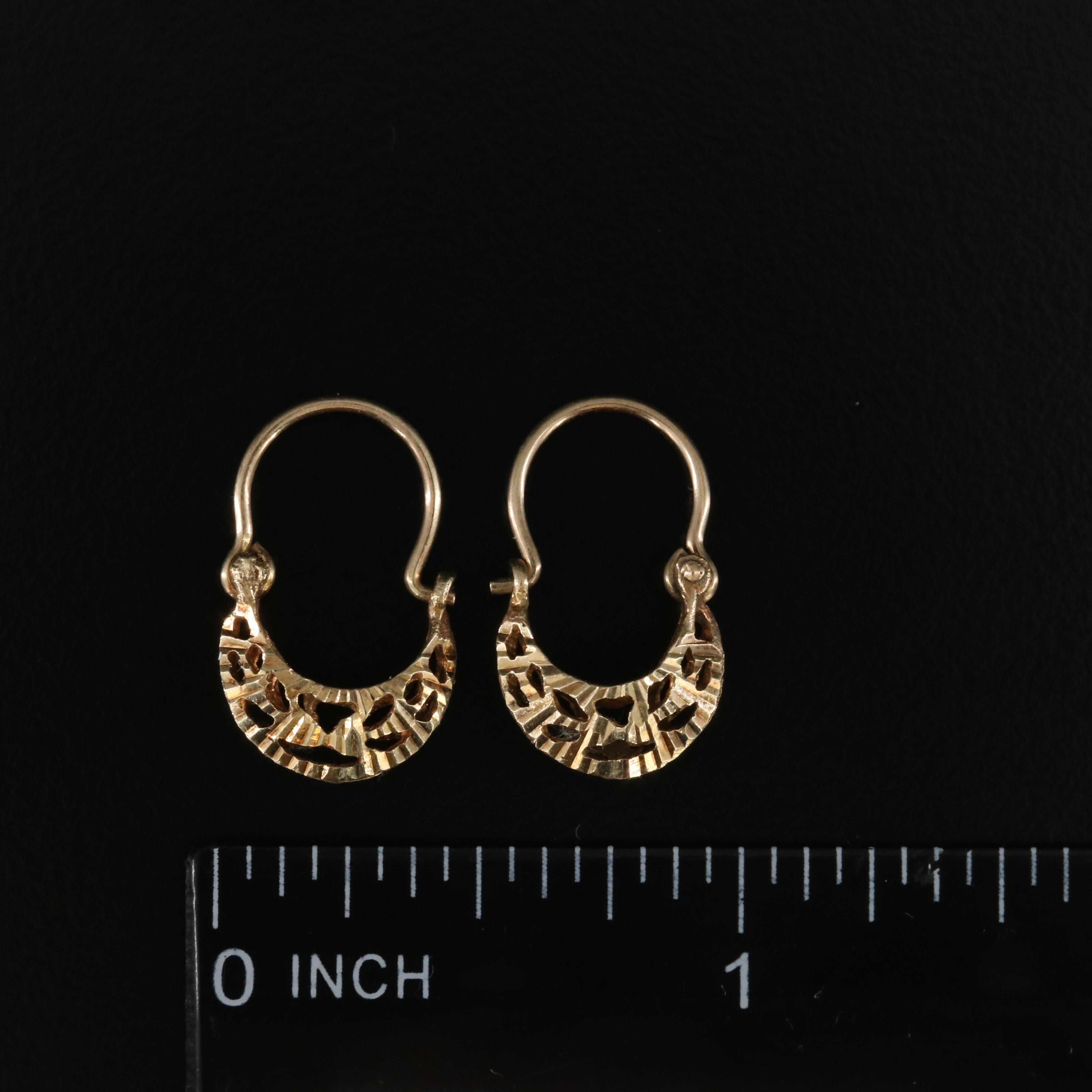 10K Diamond-Cut Style Crescent Earrings