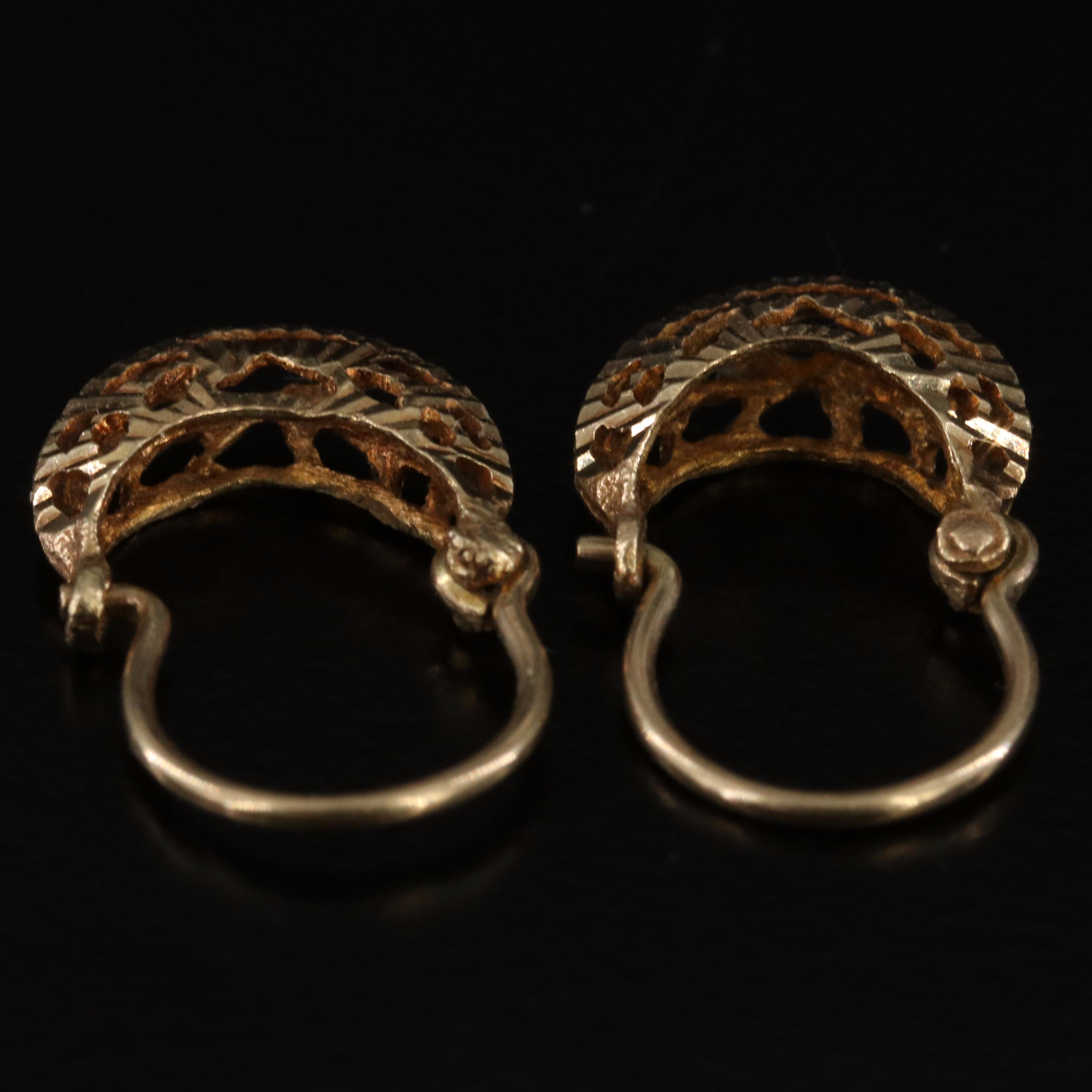 10K Diamond-Cut Style Crescent Earrings