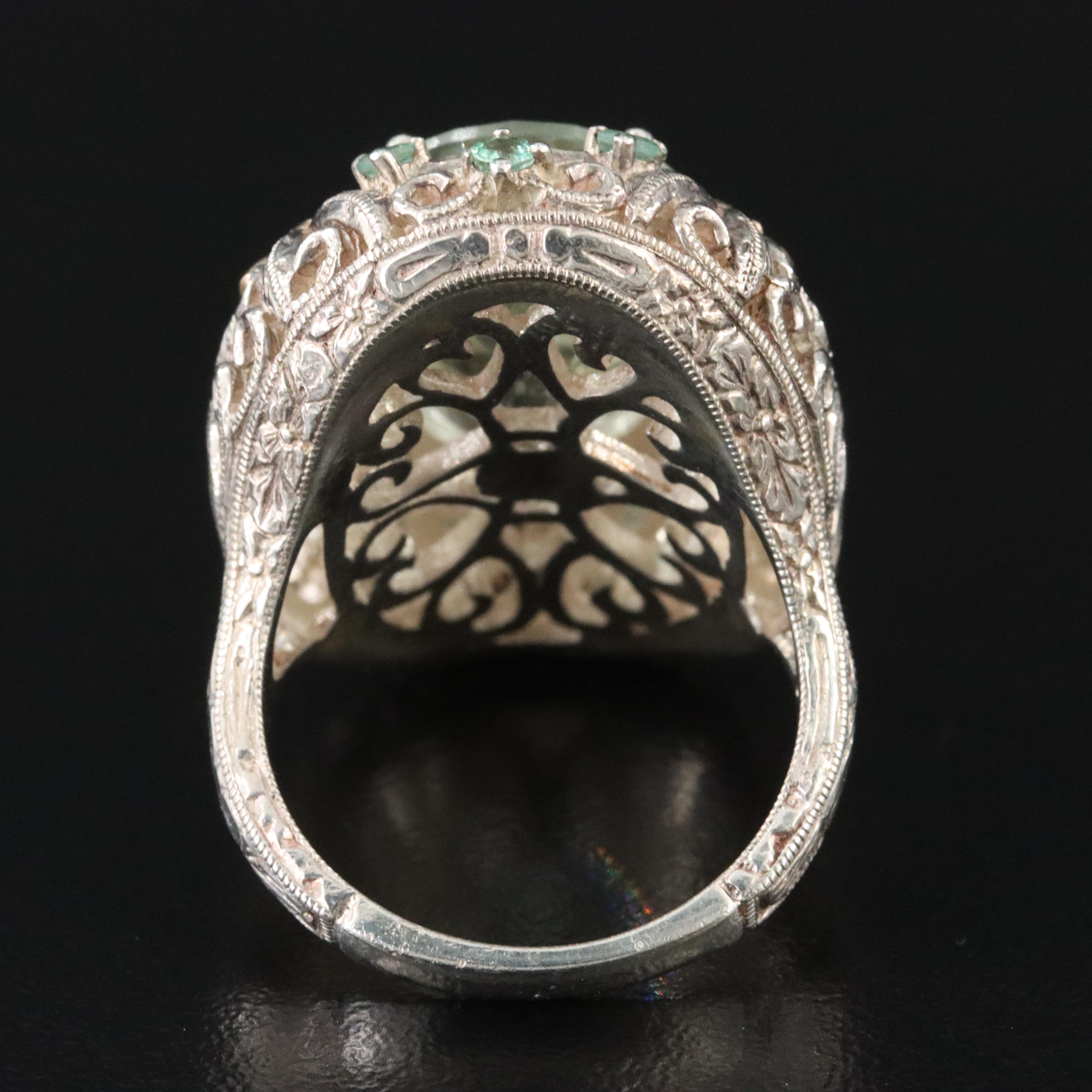 Sterling Praisiolite and Blue Topaz Ring with 14K Accents