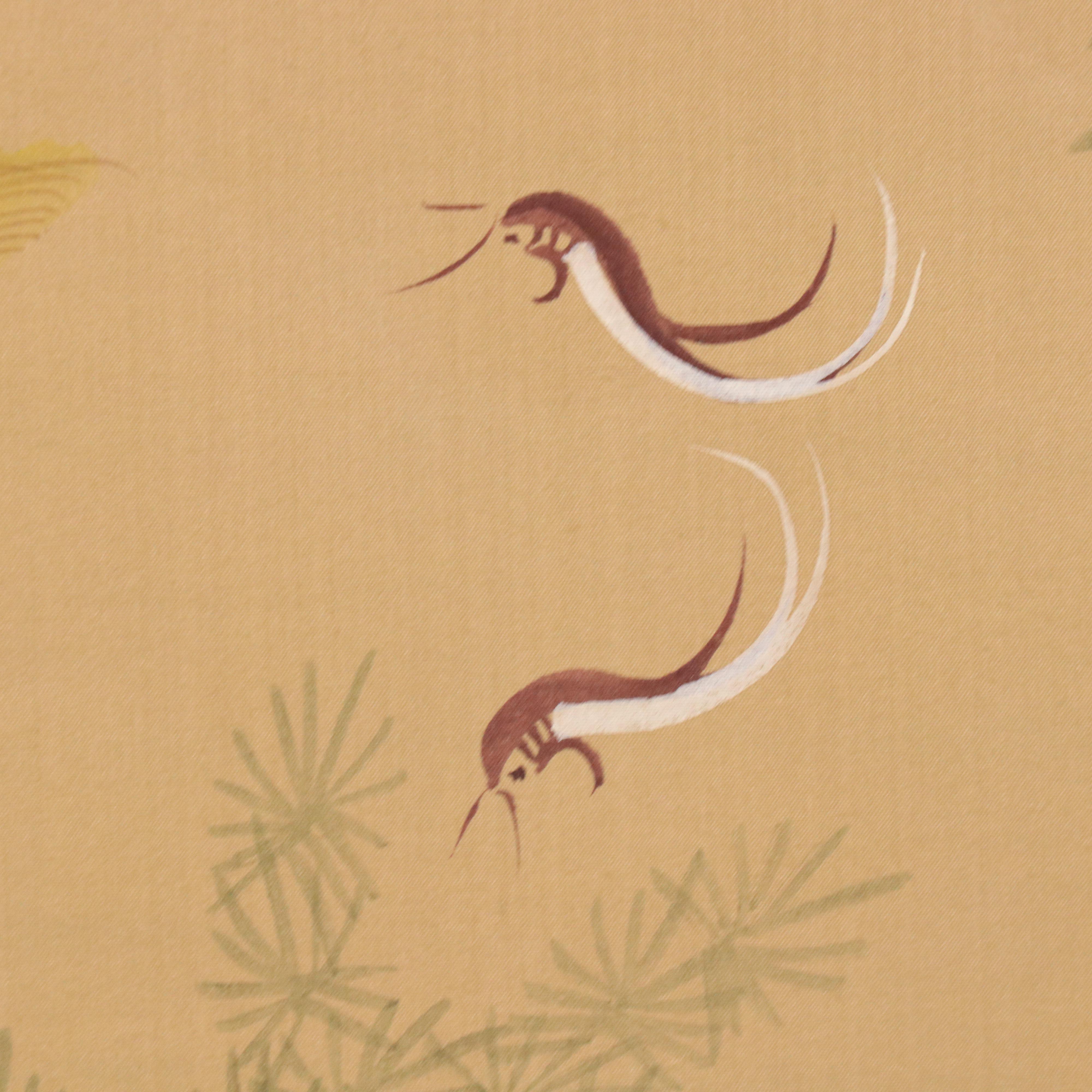 Chinese School Gouache Painting on Silk of Goldfish and Minnows