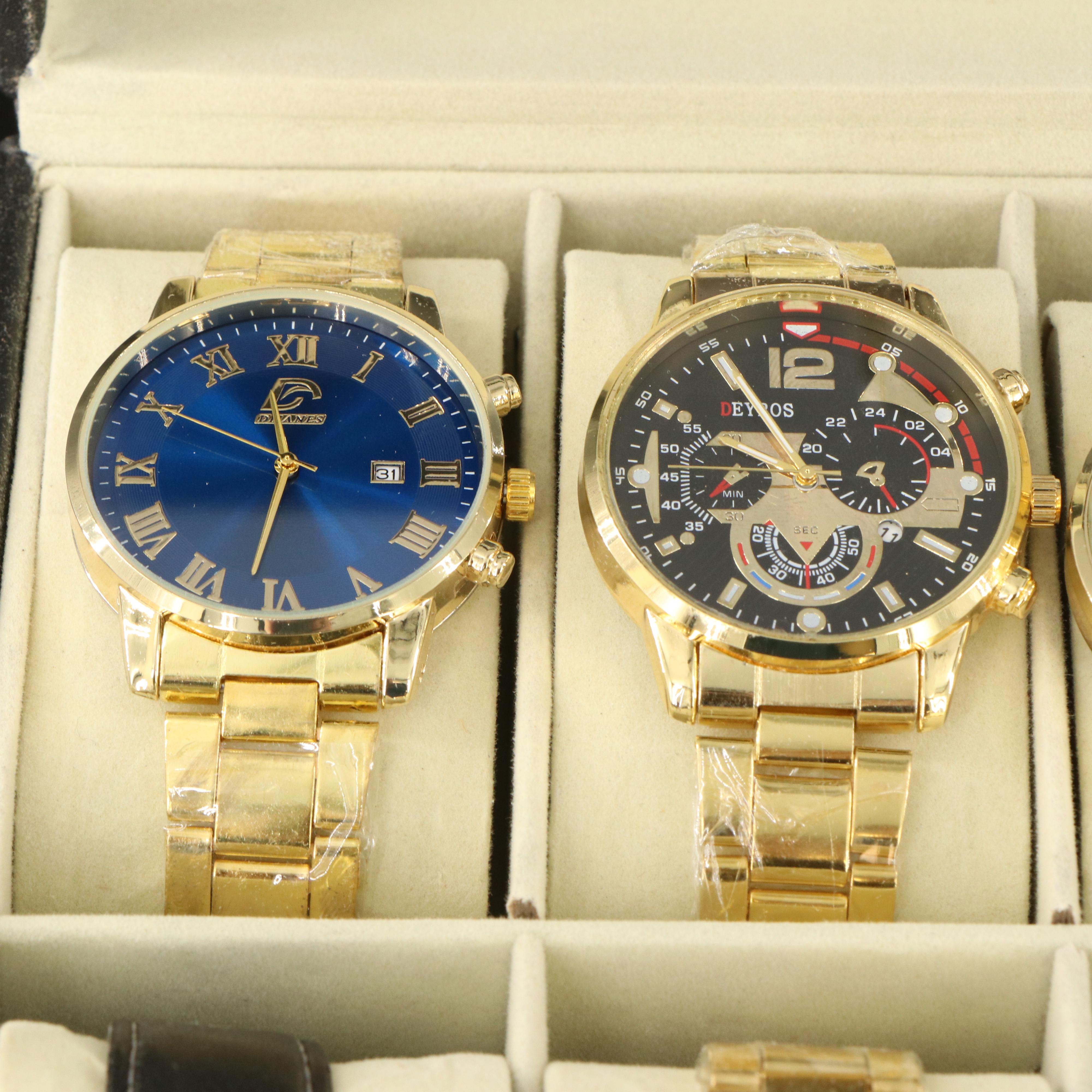 Quartz Watch Collection in Watch Box Featuring Geneva