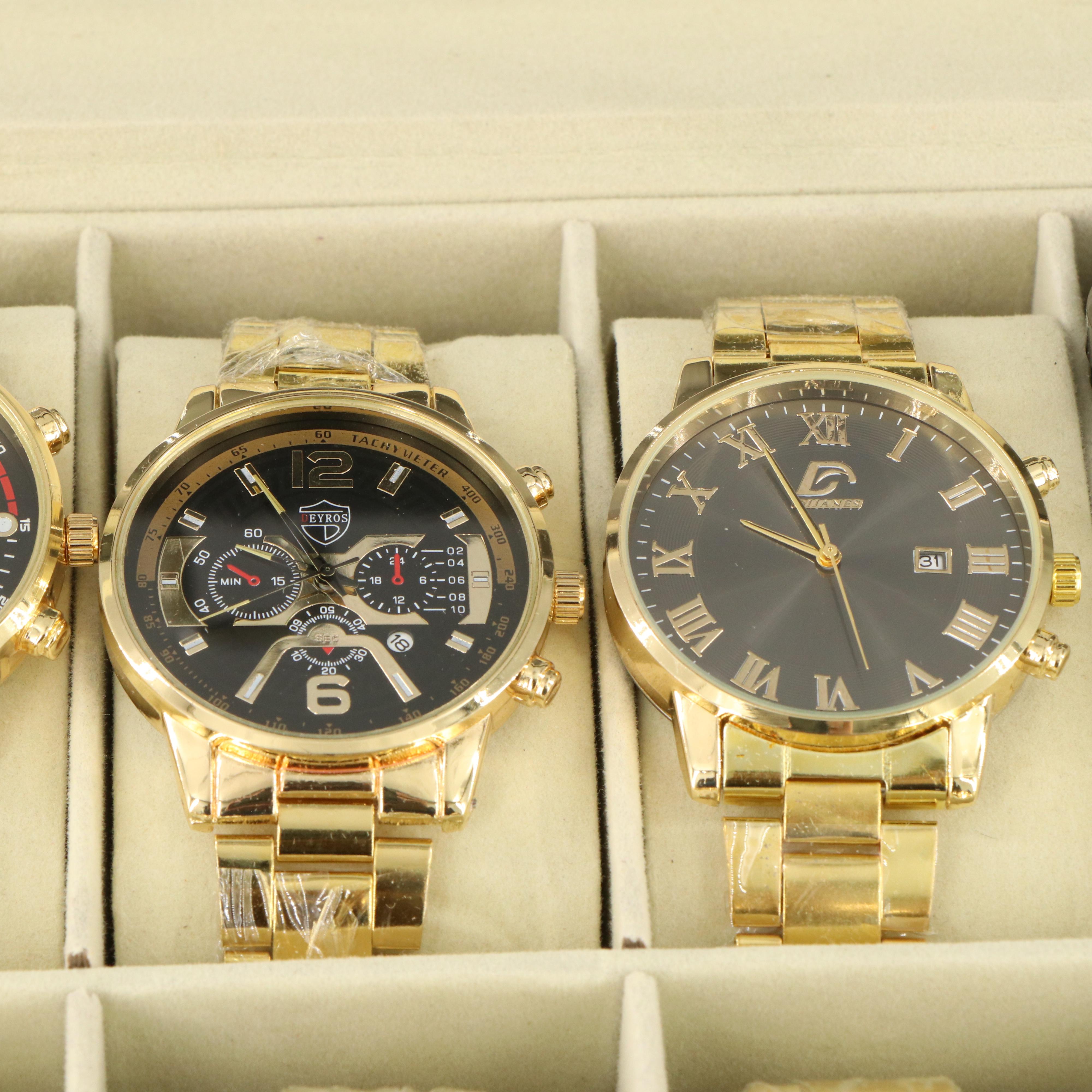 Quartz Watch Collection in Watch Box Featuring Geneva