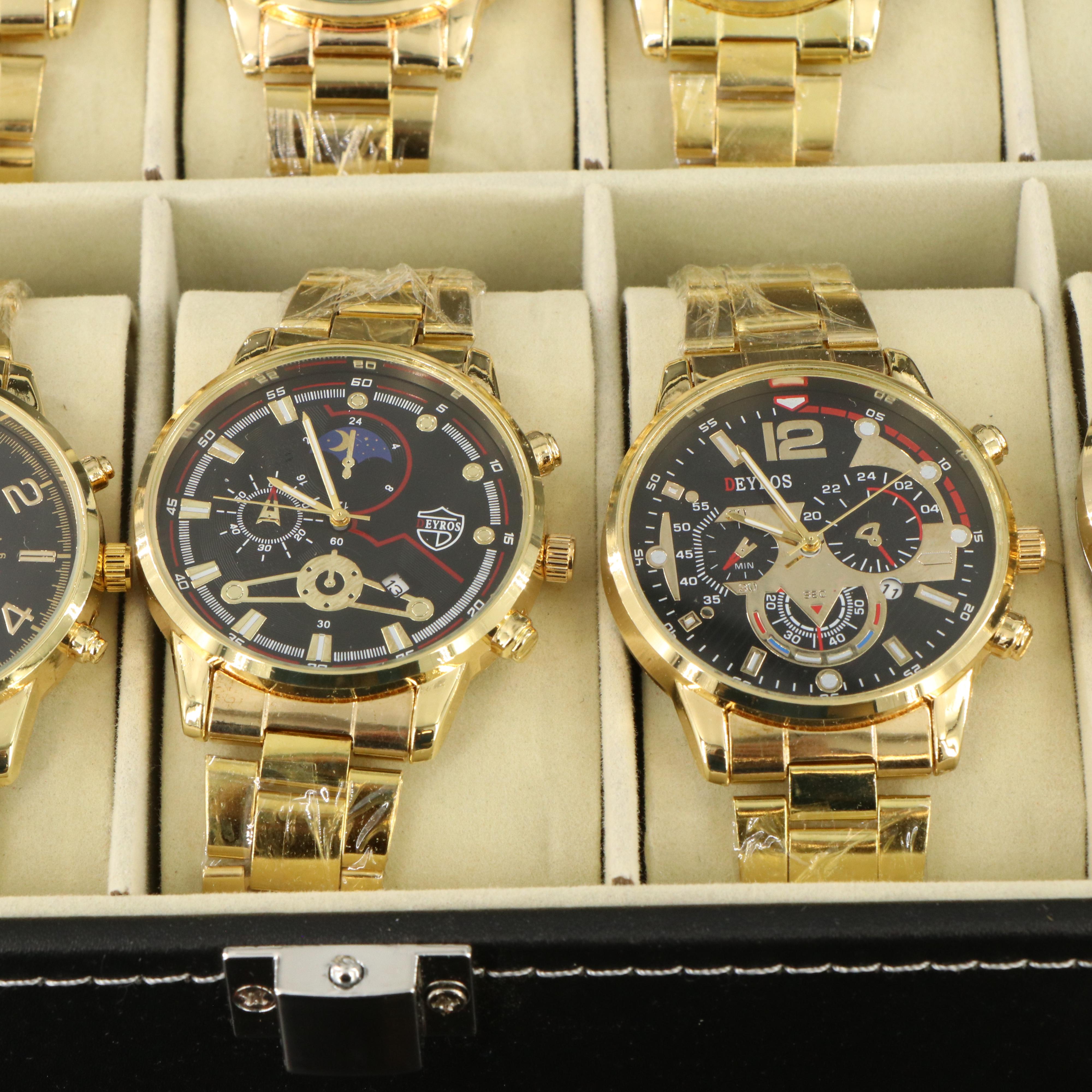 Quartz Watch Collection in Watch Box Featuring Geneva