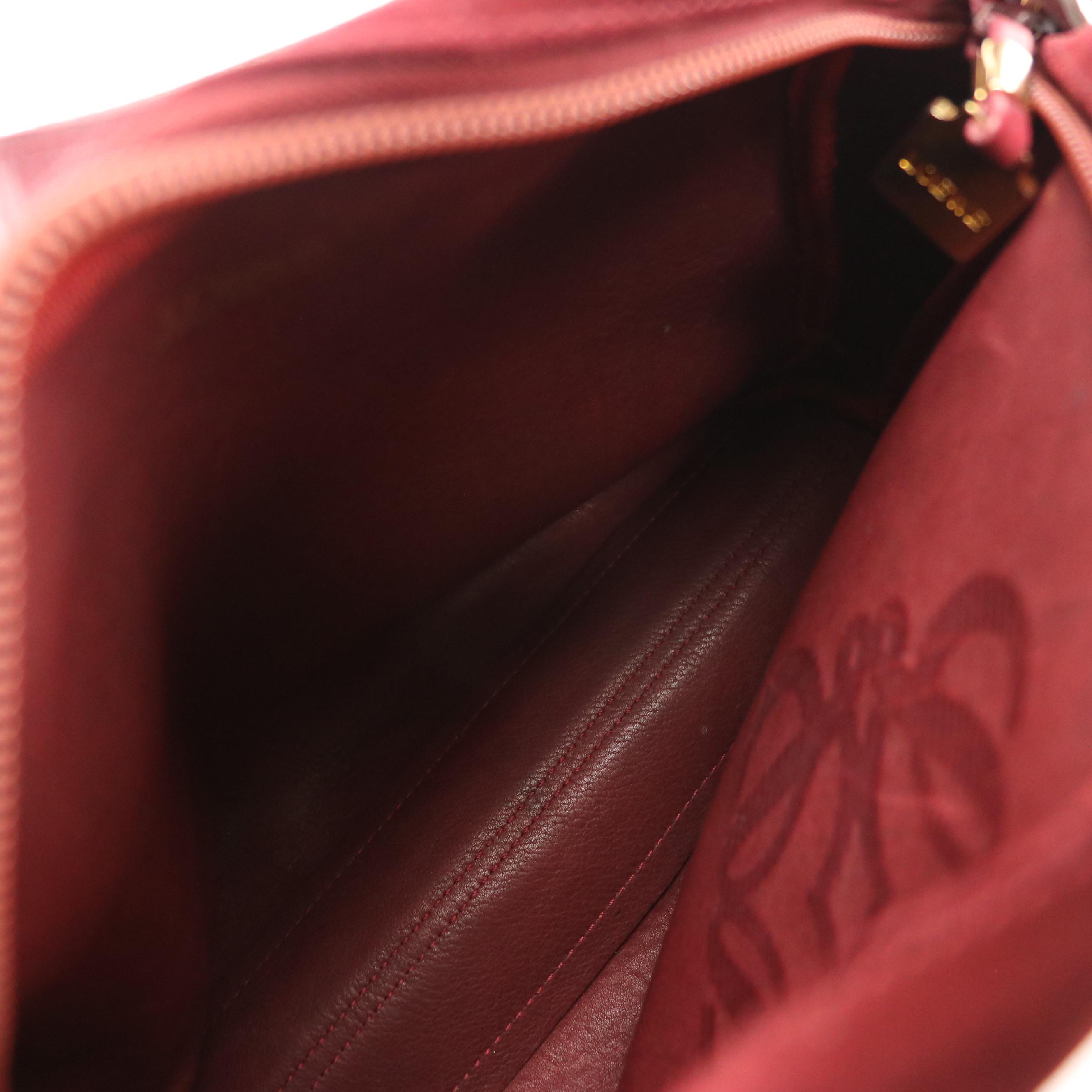 Loewe Anagram Shoulder Bag in Burgundy Suede and Leather