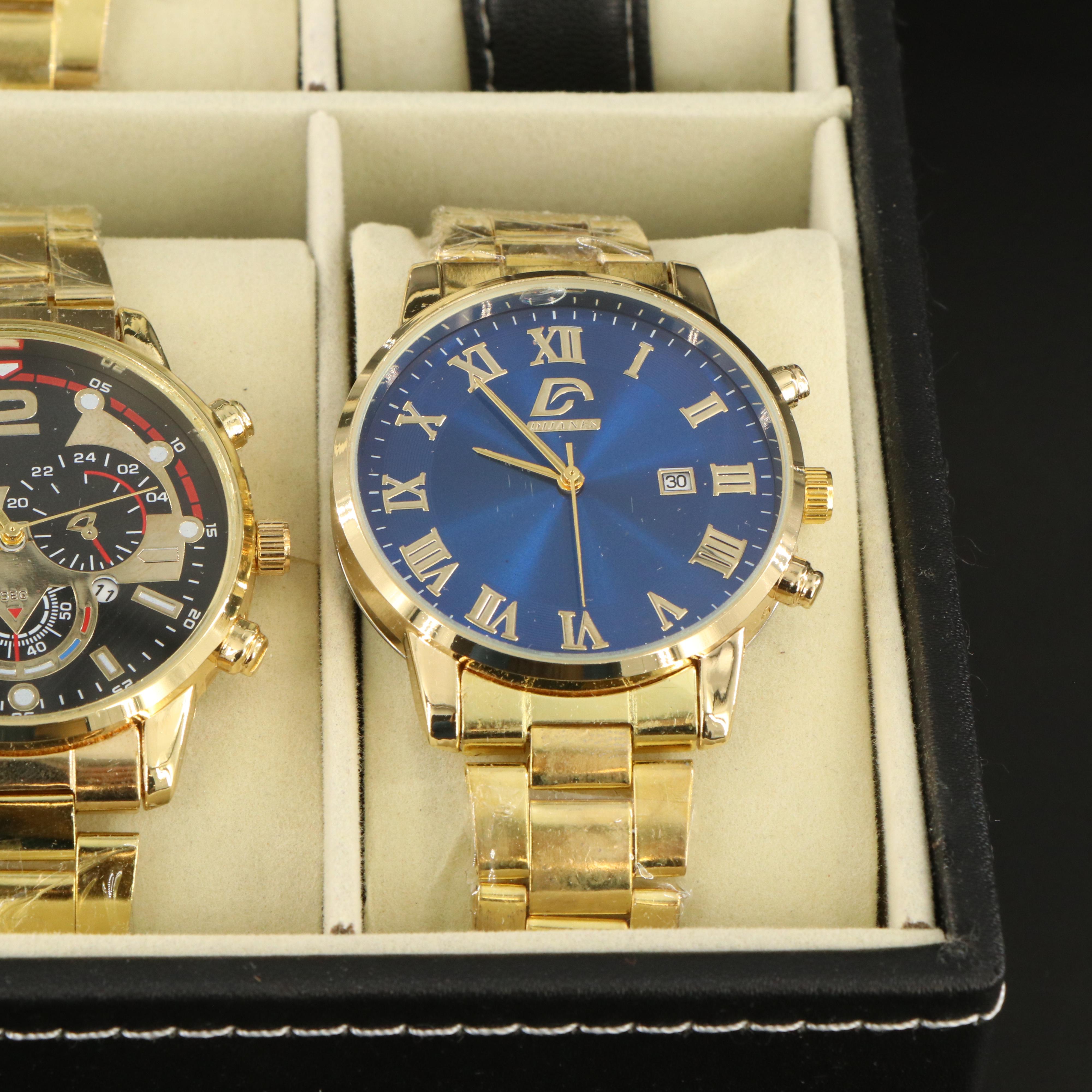 Quartz Watch Collection in Watch Box Featuring Geneva