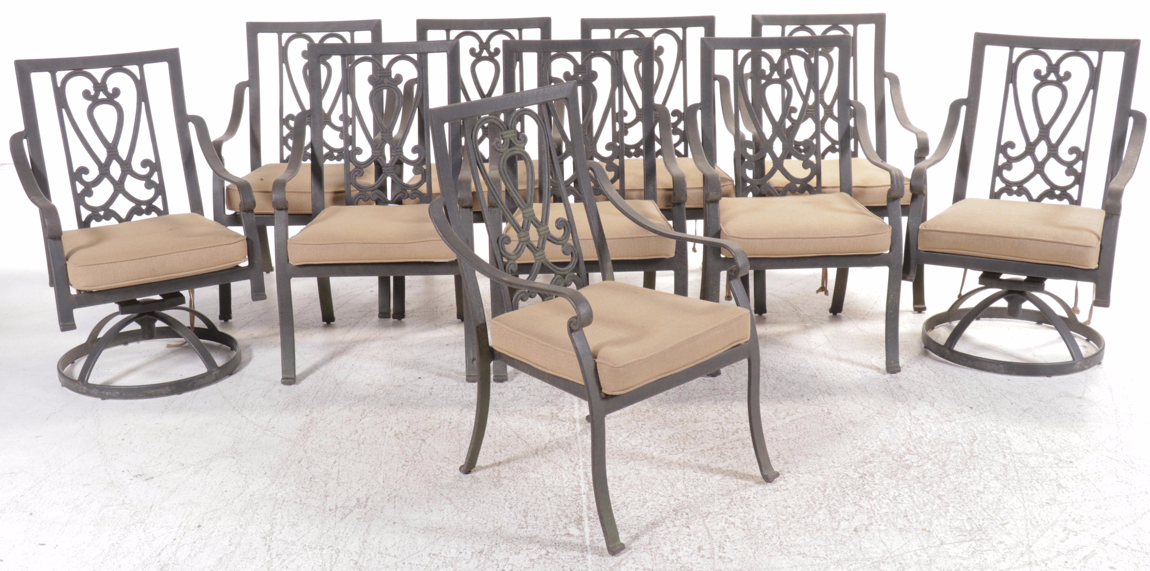 Metal Patio Dining Table and Ten Chairs