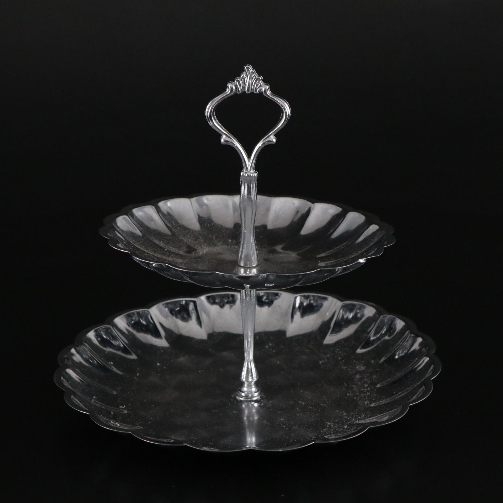 Mid Century Modern Steel Creamer and Sugar Set with Other Serveware