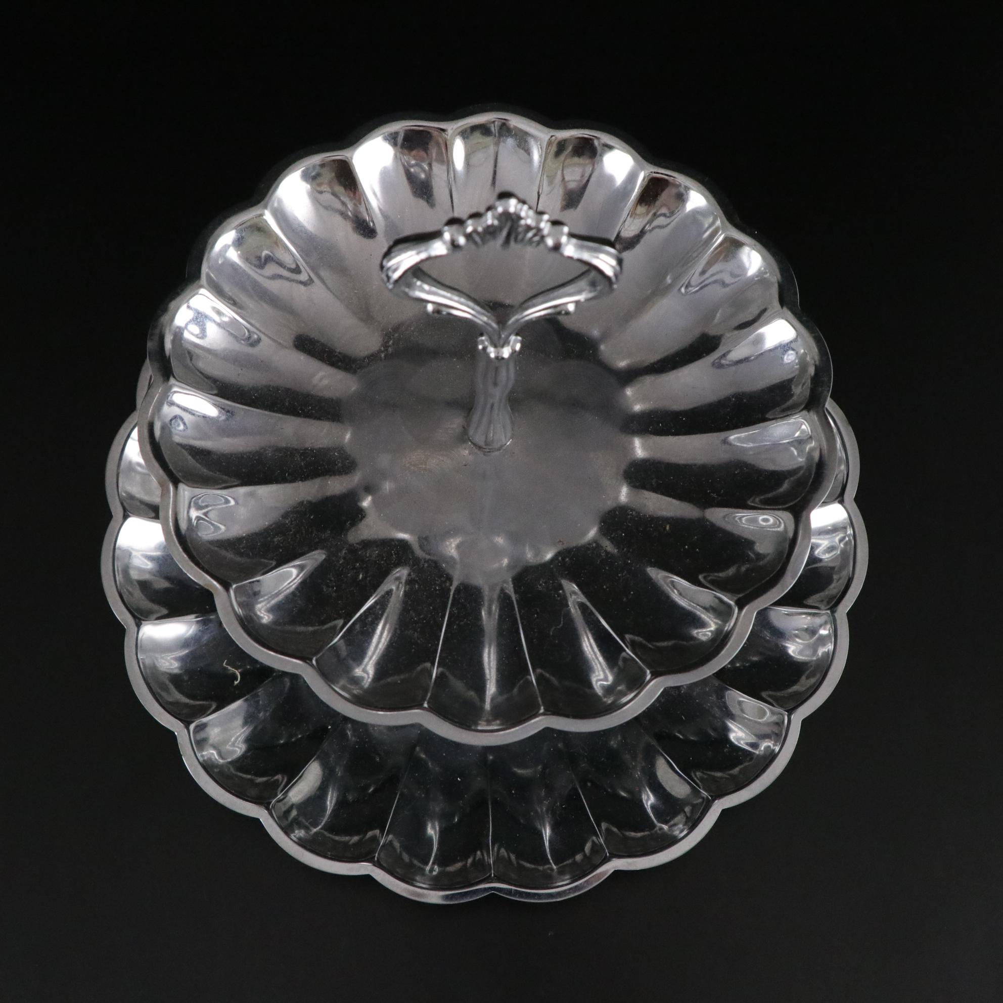 Mid Century Modern Steel Creamer and Sugar Set with Other Serveware