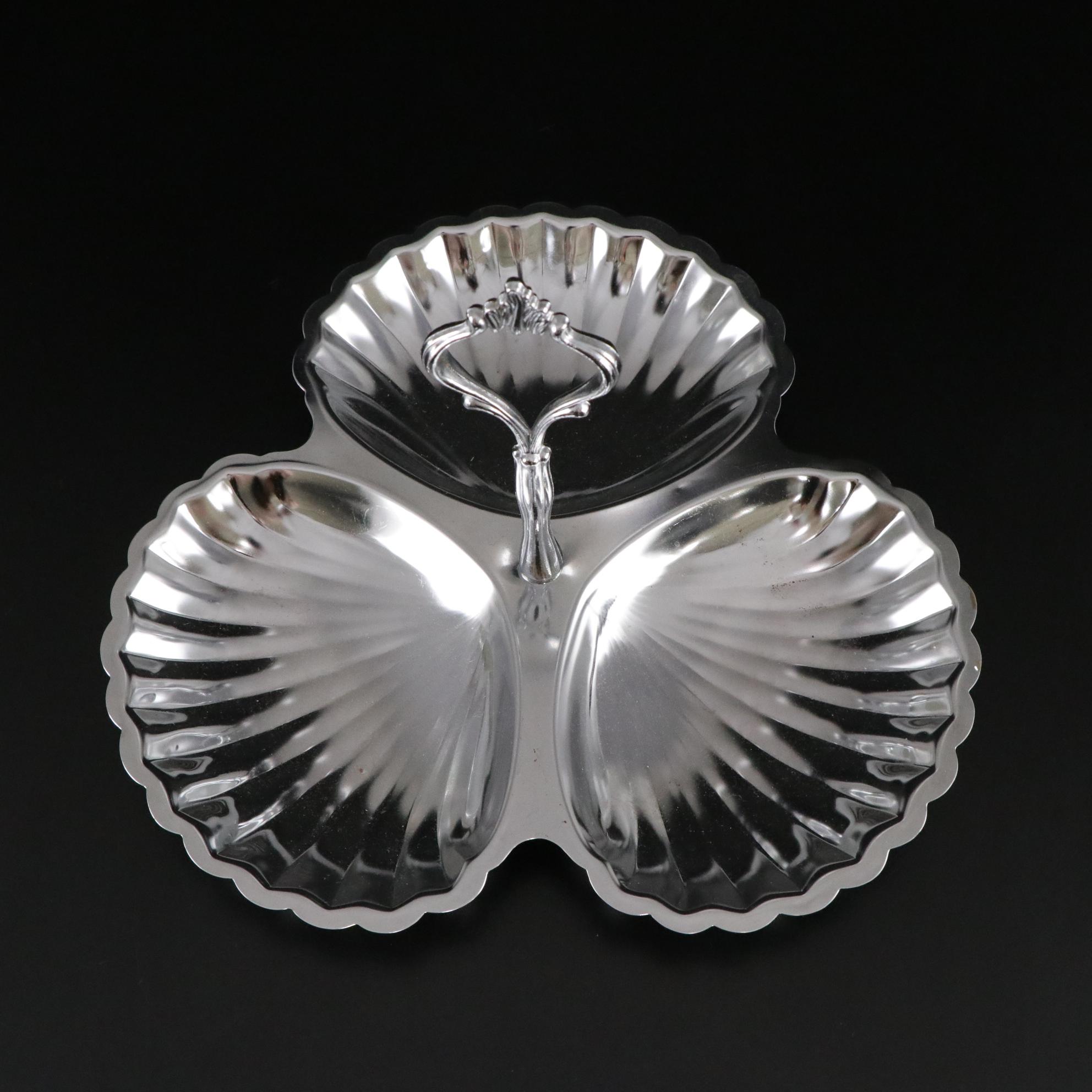 Mid Century Modern Steel Creamer and Sugar Set with Other Serveware