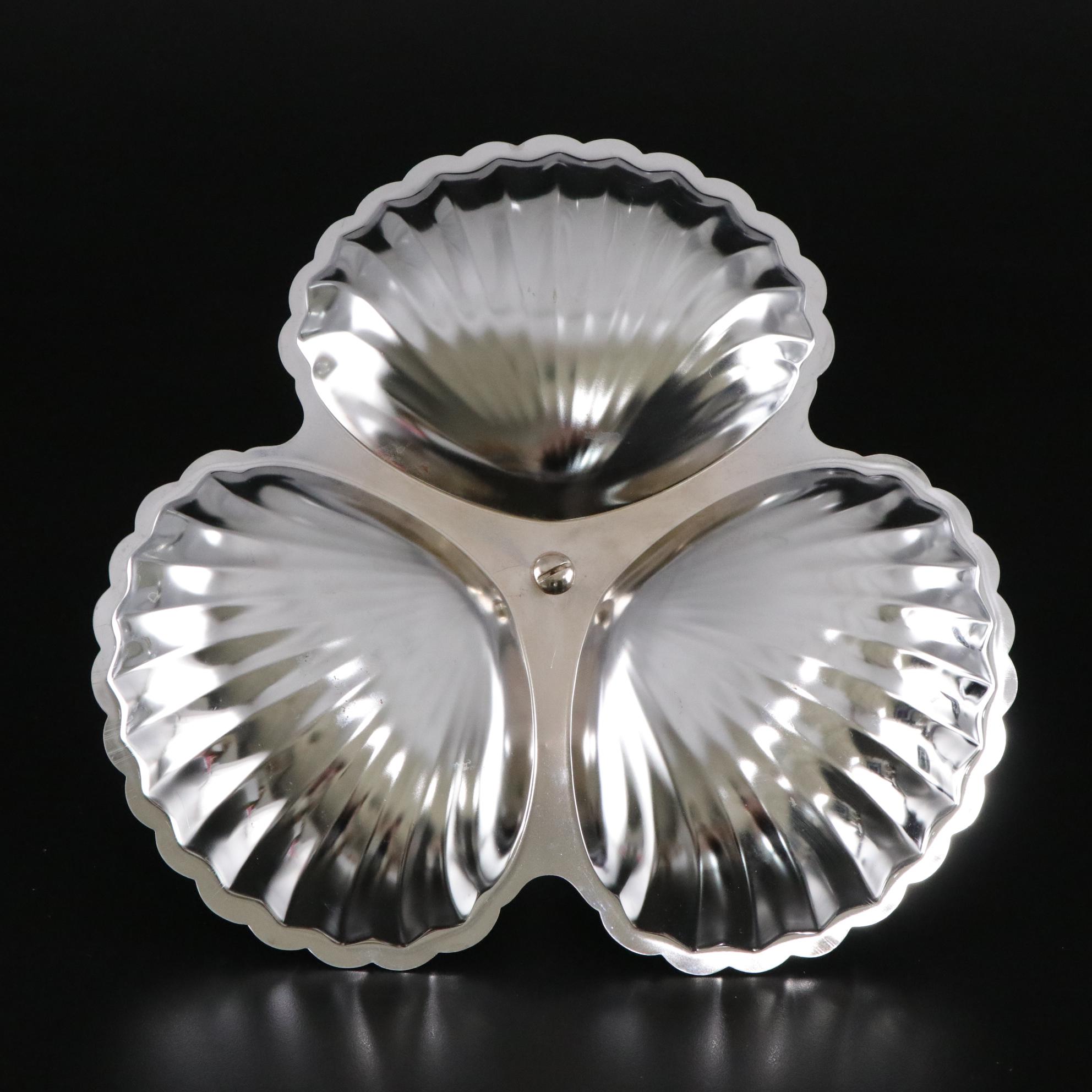 Mid Century Modern Steel Creamer and Sugar Set with Other Serveware