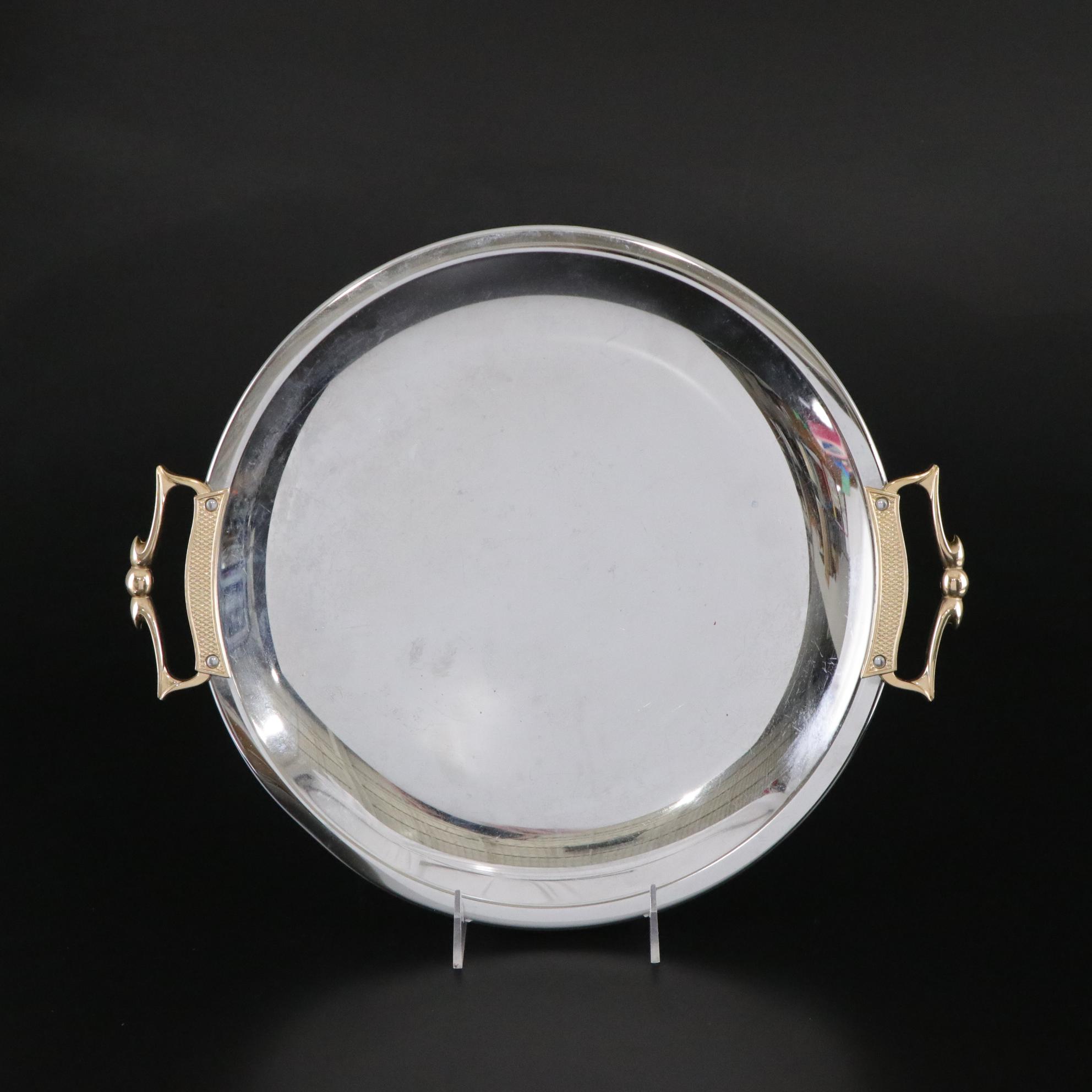 Mid Century Modern Steel Creamer and Sugar Set with Other Serveware