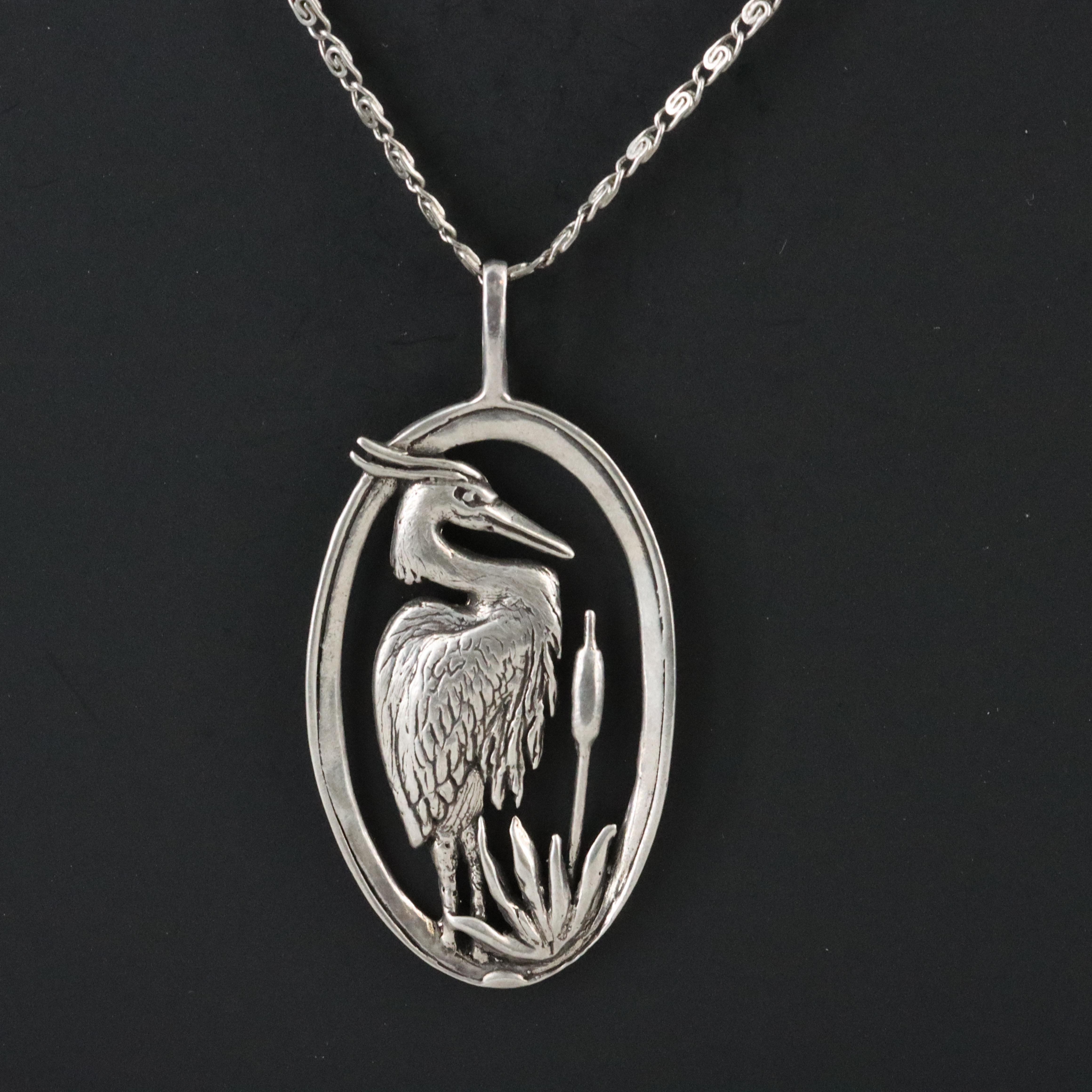 Kabana Sterling Heron Pendant Necklace