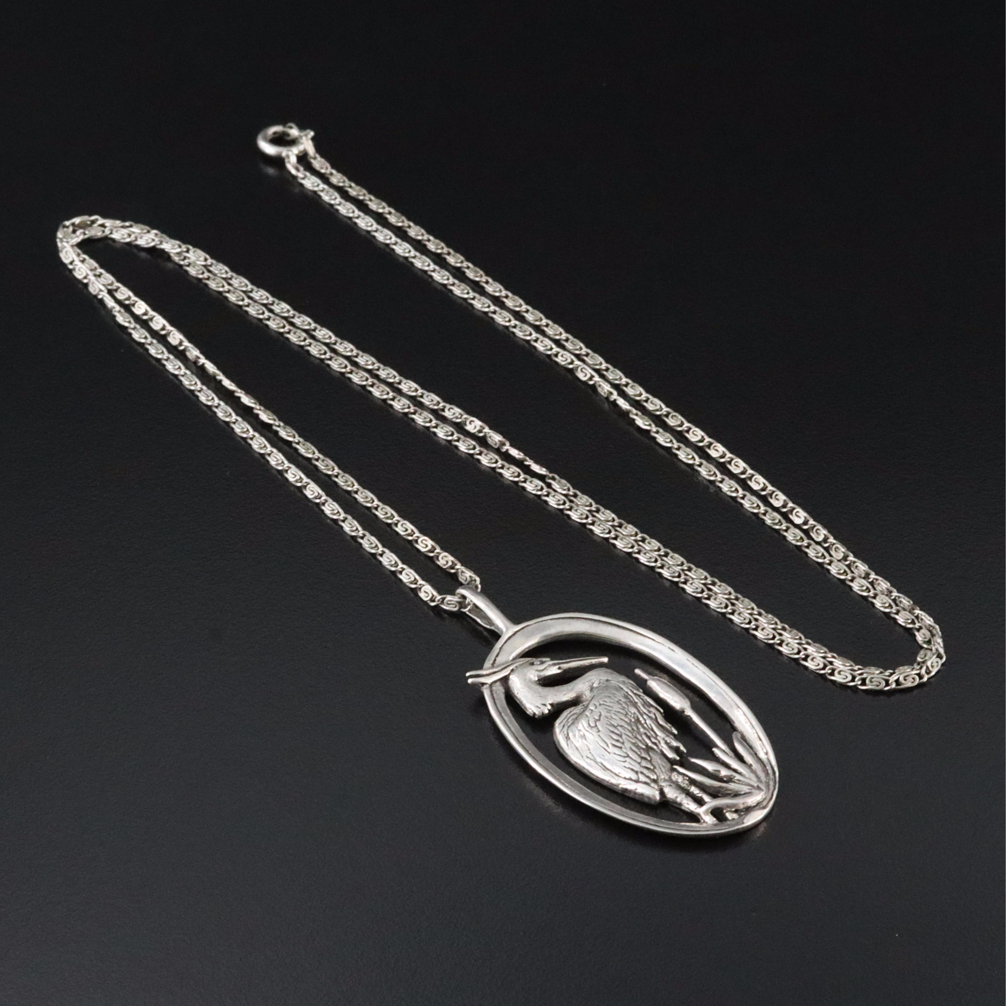 Kabana Sterling Heron Pendant Necklace