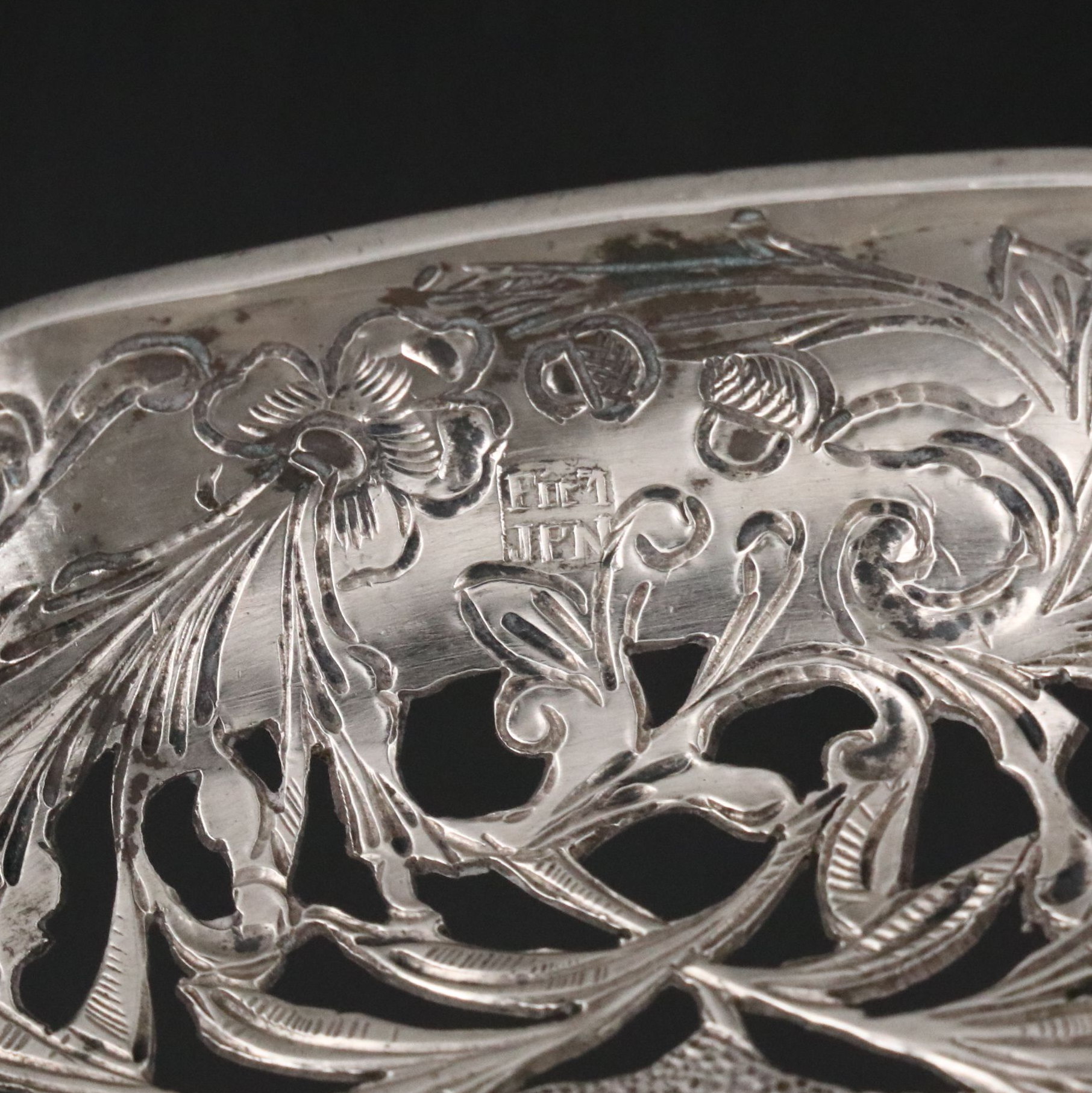 Continental 800 Silver Figural Pierced Serving Spoon, Late 19th Century