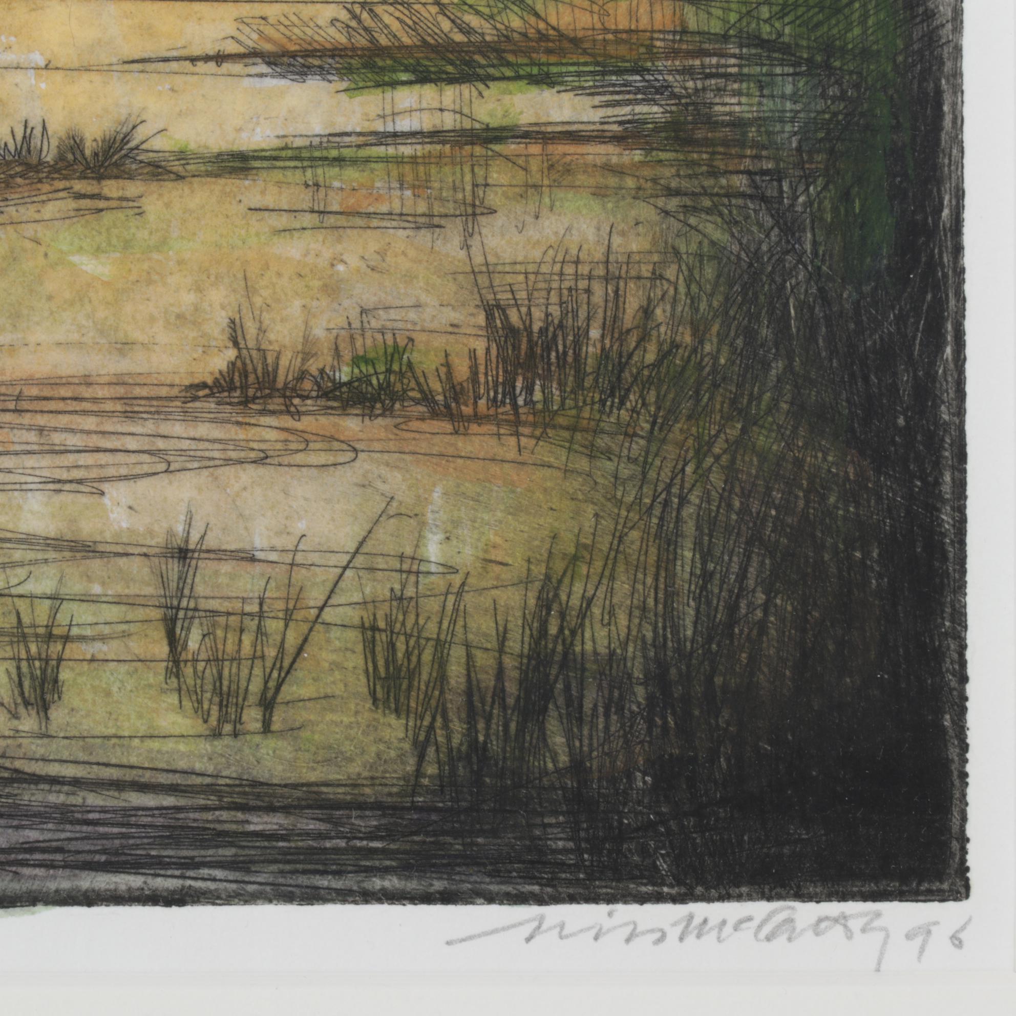 William McCarthy Hand-Colored Etching with Watercolor Landscape, 1996