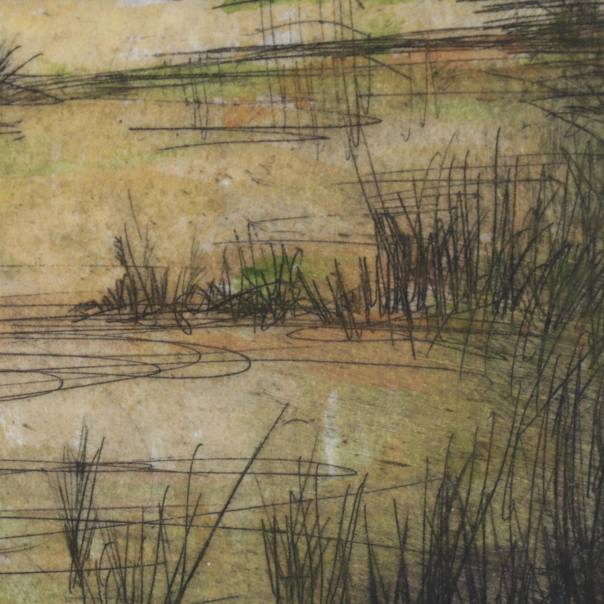 William McCarthy Hand-Colored Etching with Watercolor Landscape, 1996