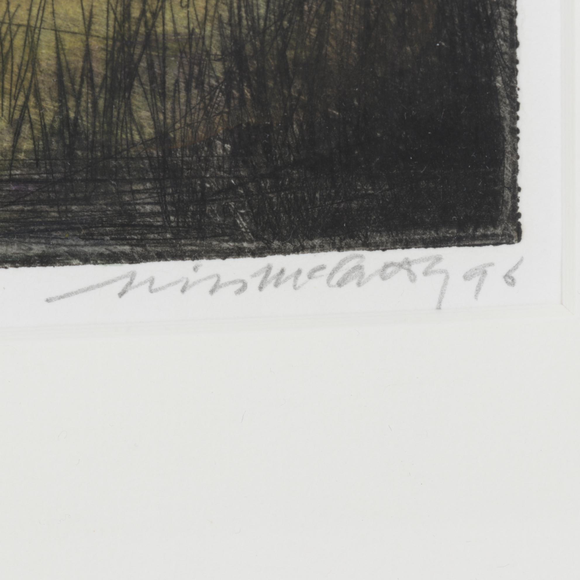 William McCarthy Hand-Colored Etching with Watercolor Landscape, 1996