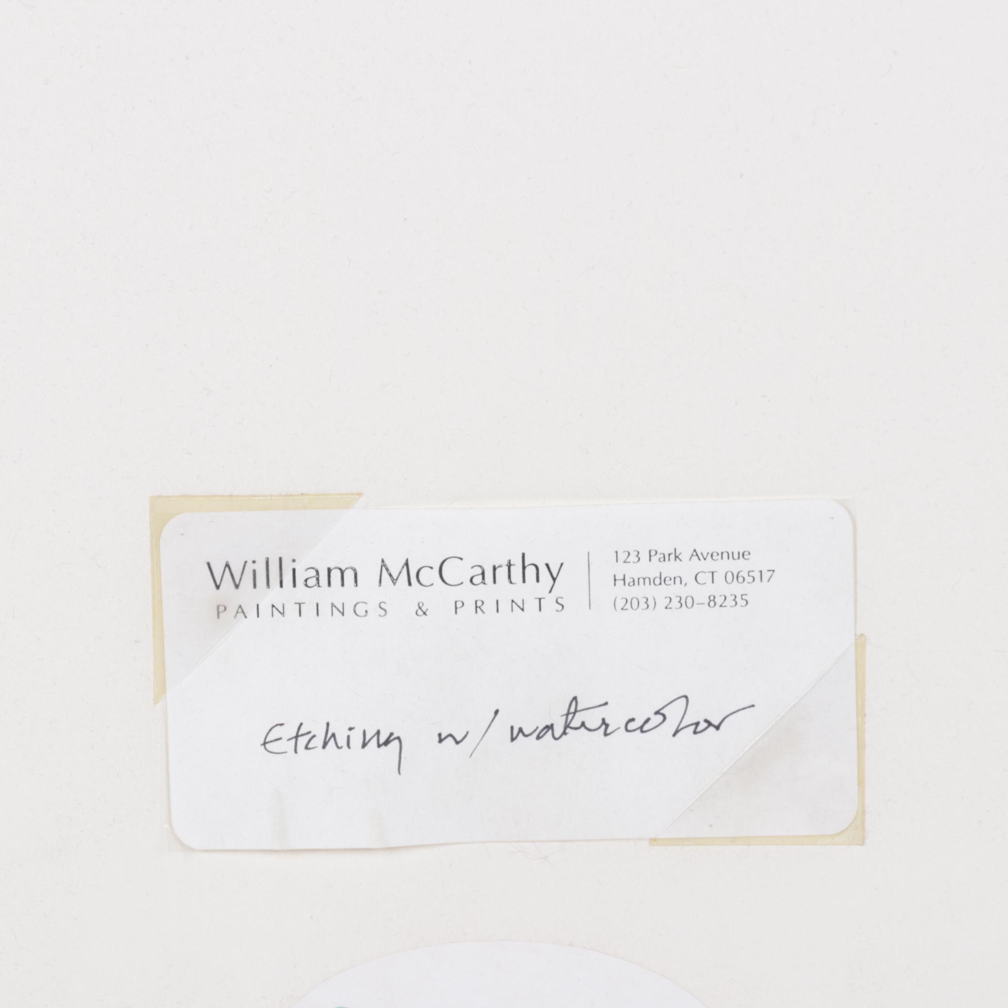 William McCarthy Hand-Colored Etching with Watercolor Landscape, 1996