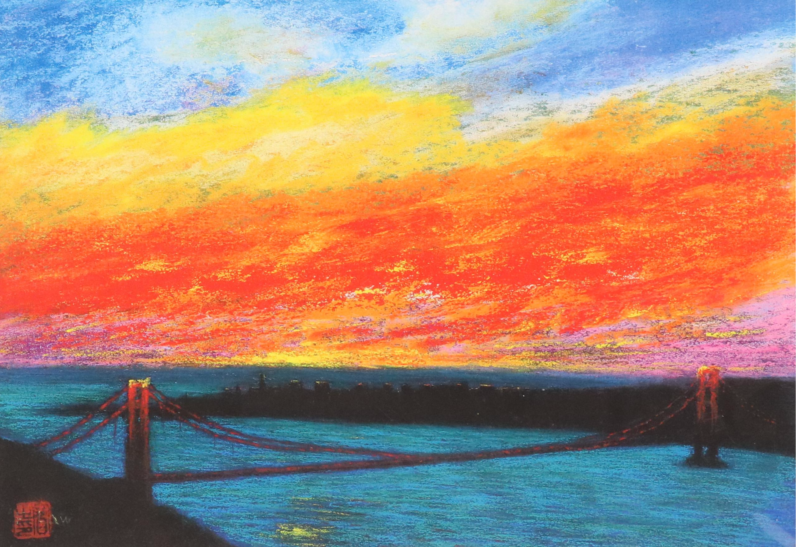 Janet He Giclée "San Francisco" Landscape with Golden Gate Bridge, 21st C.