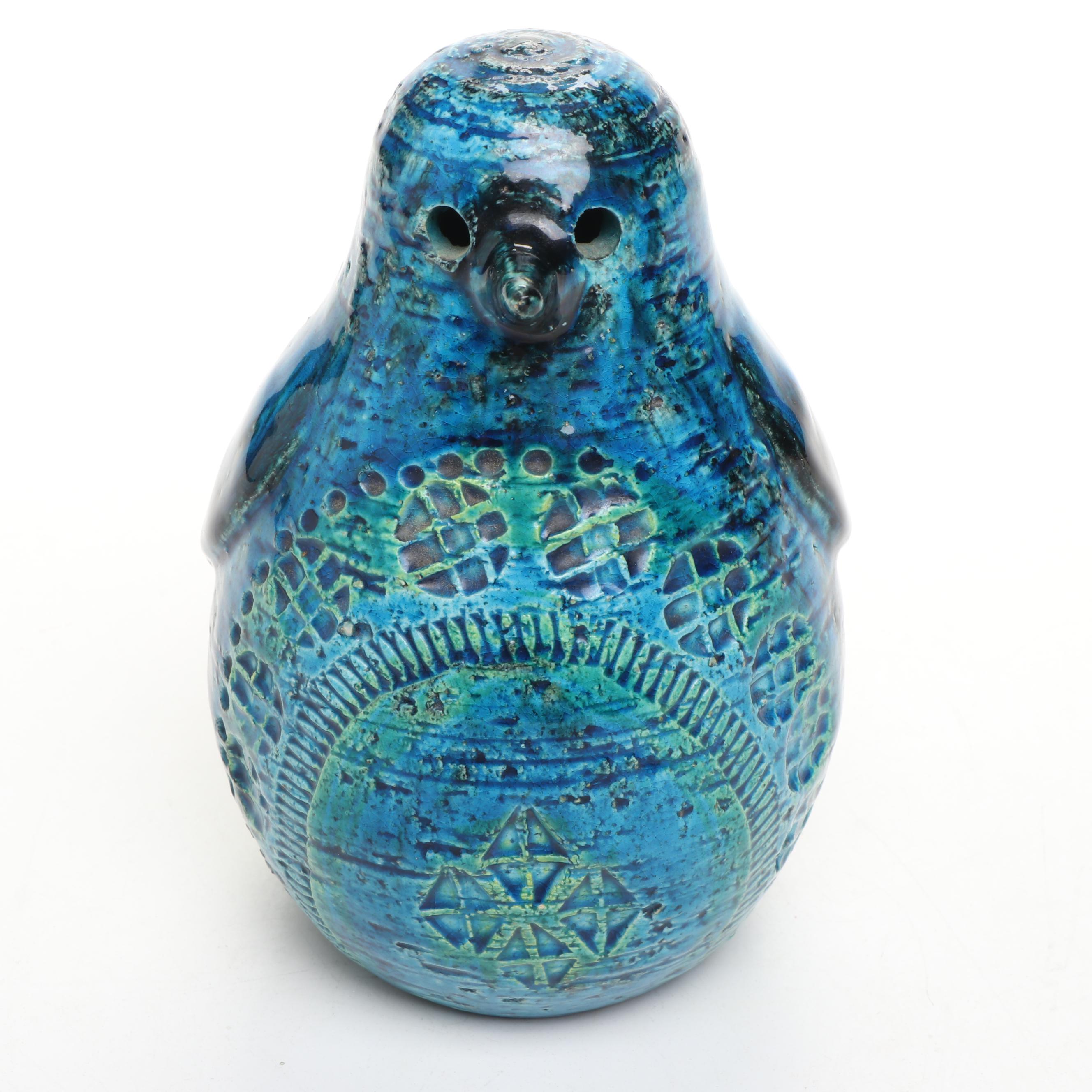Aldo Londi for Bitossi Italian Blue Art Pottery Penguin, Mid-20th Century