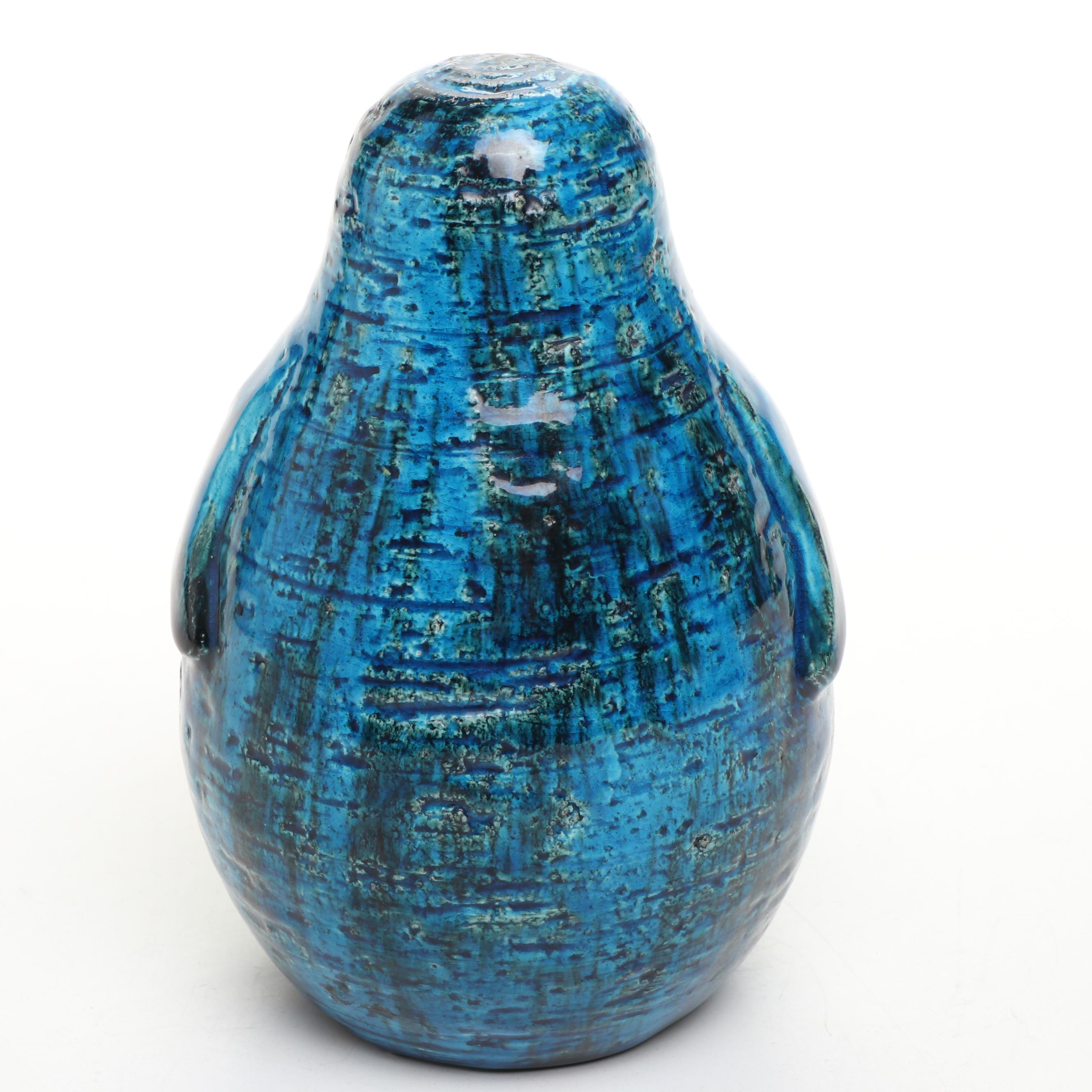 Aldo Londi for Bitossi Italian Blue Art Pottery Penguin, Mid-20th Century