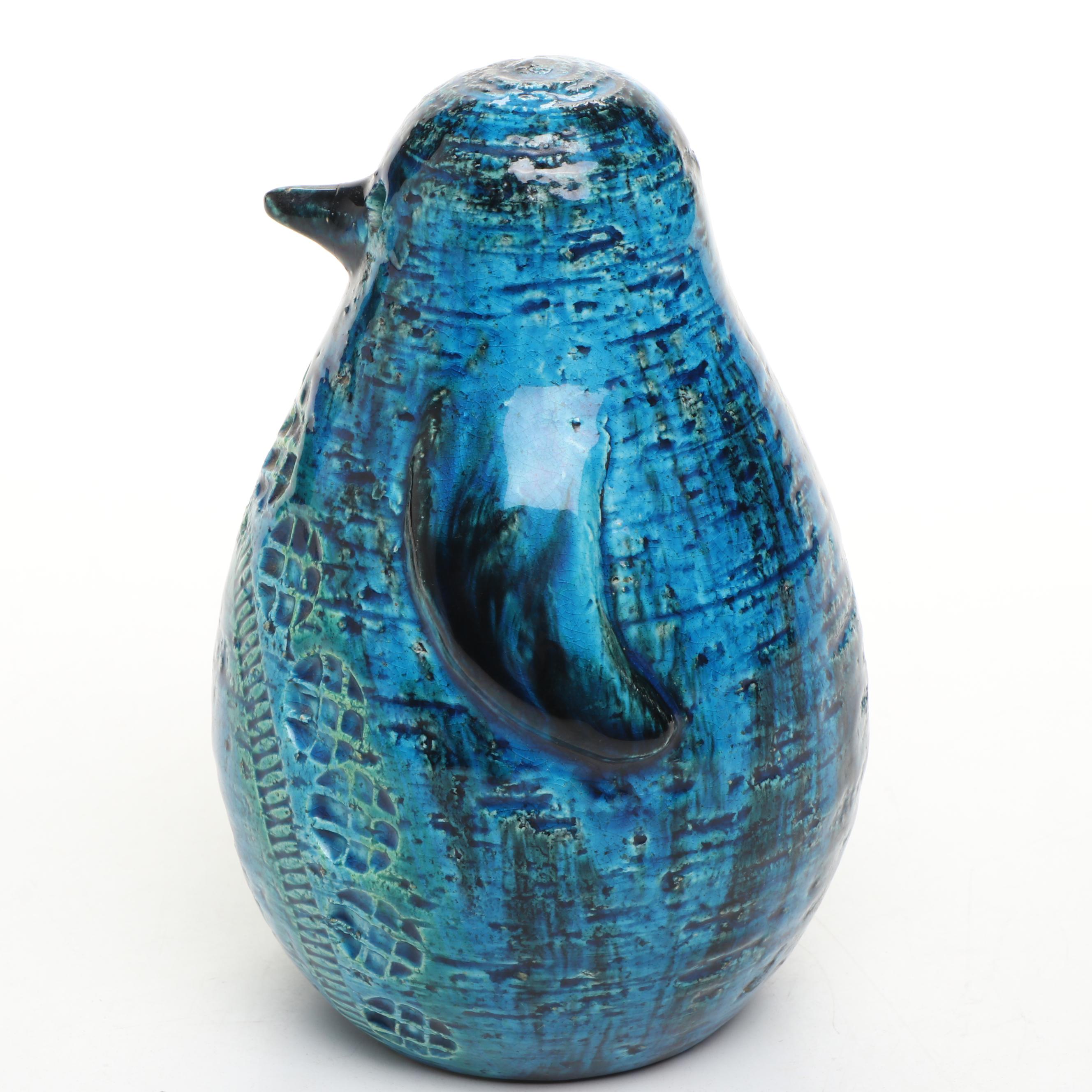 Aldo Londi for Bitossi Italian Blue Art Pottery Penguin, Mid-20th Century