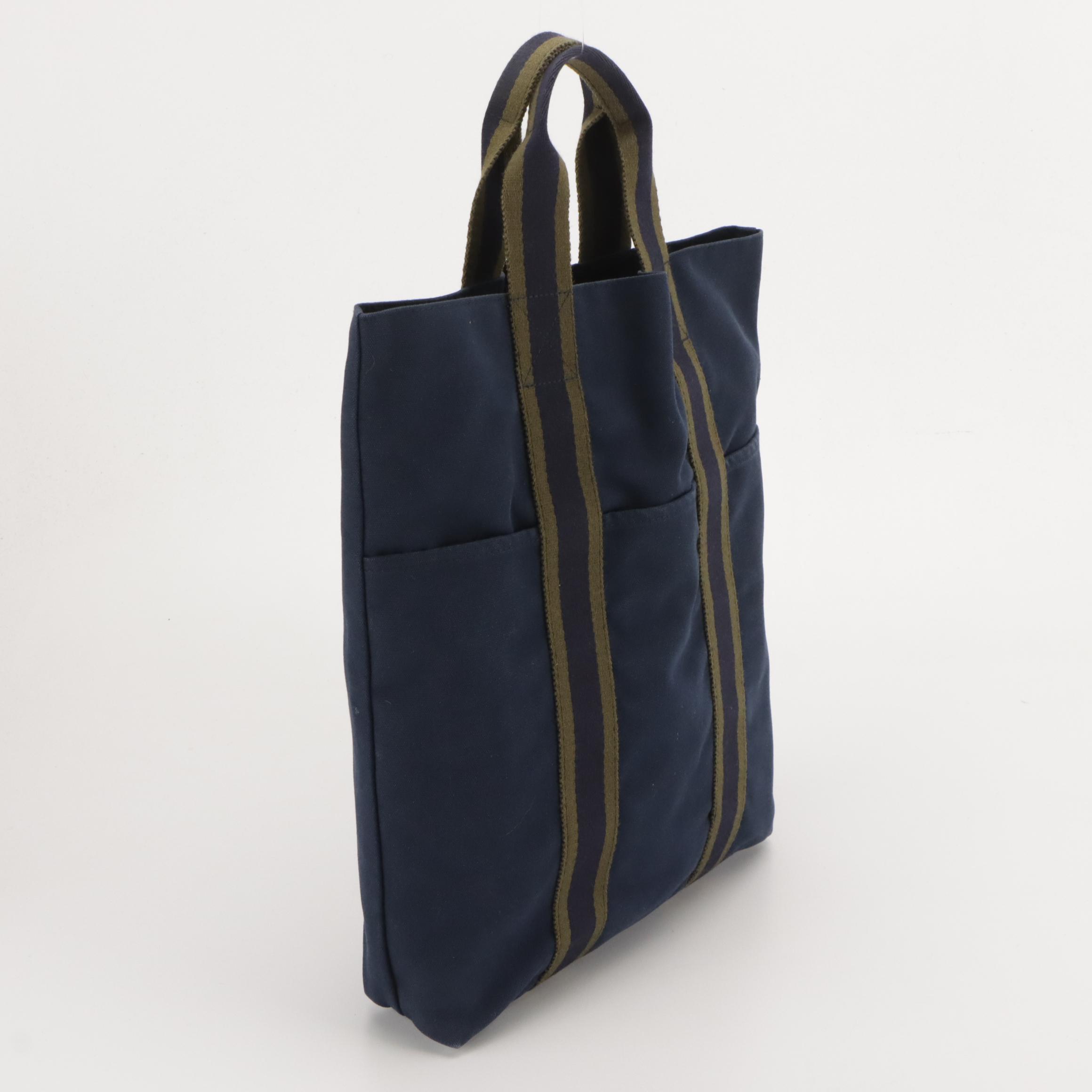 Hermès Cabas Canvas Fourre Tout PM in Navy/Olive Green