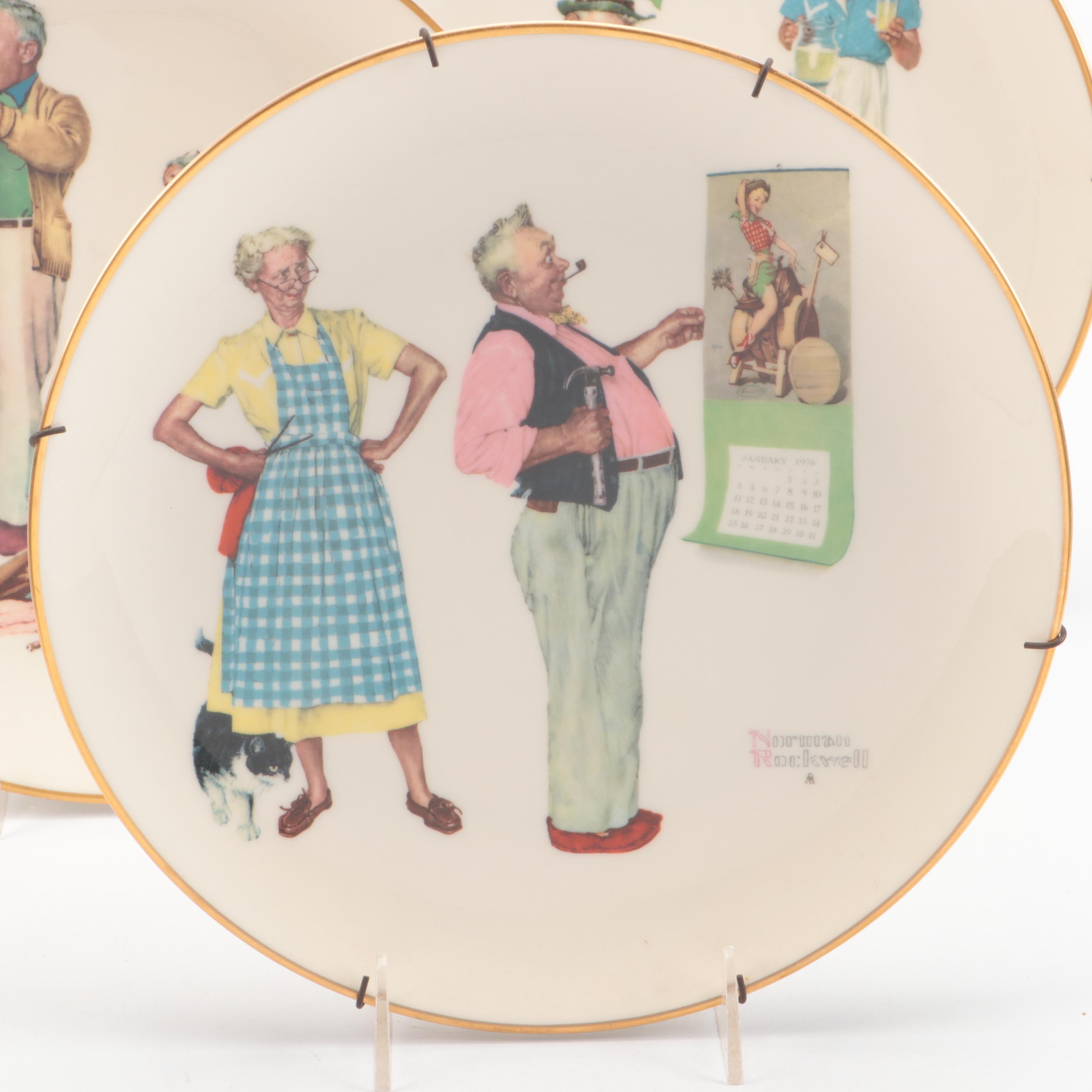 Gorham Limited Edition The Four Seasons Norman Rockwell Collector Plates, 1978