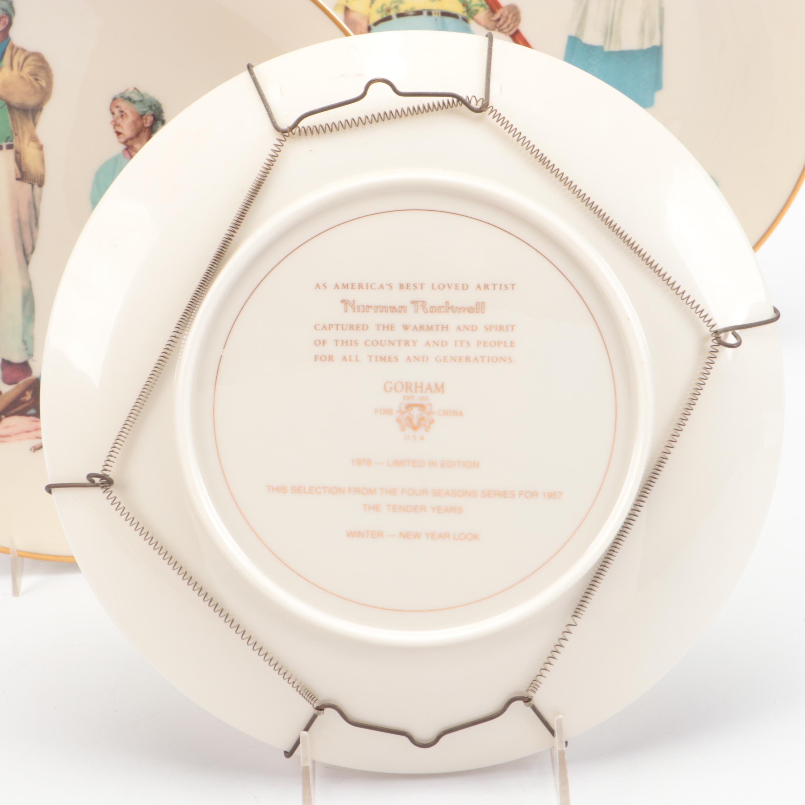 Gorham Limited Edition The Four Seasons Norman Rockwell Collector Plates, 1978