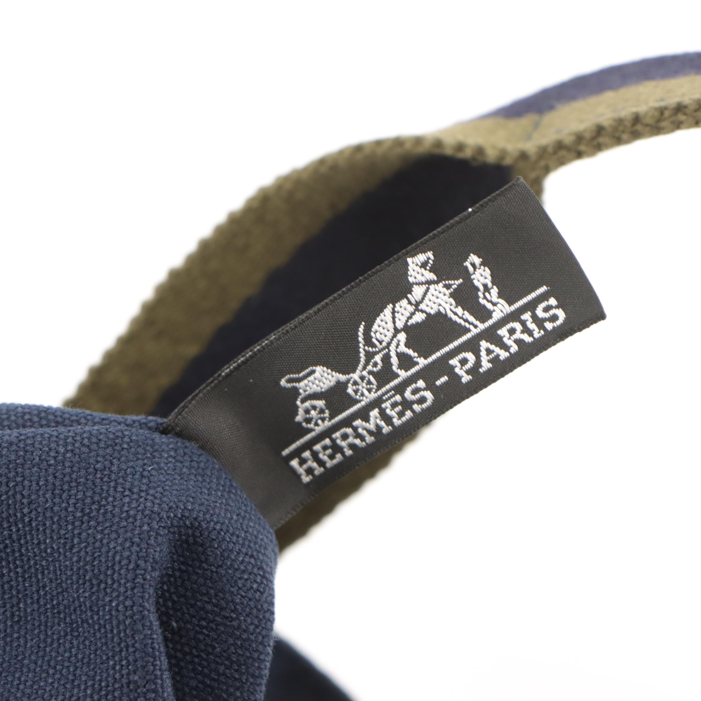 Hermès Cabas Canvas Fourre Tout PM in Navy/Olive Green