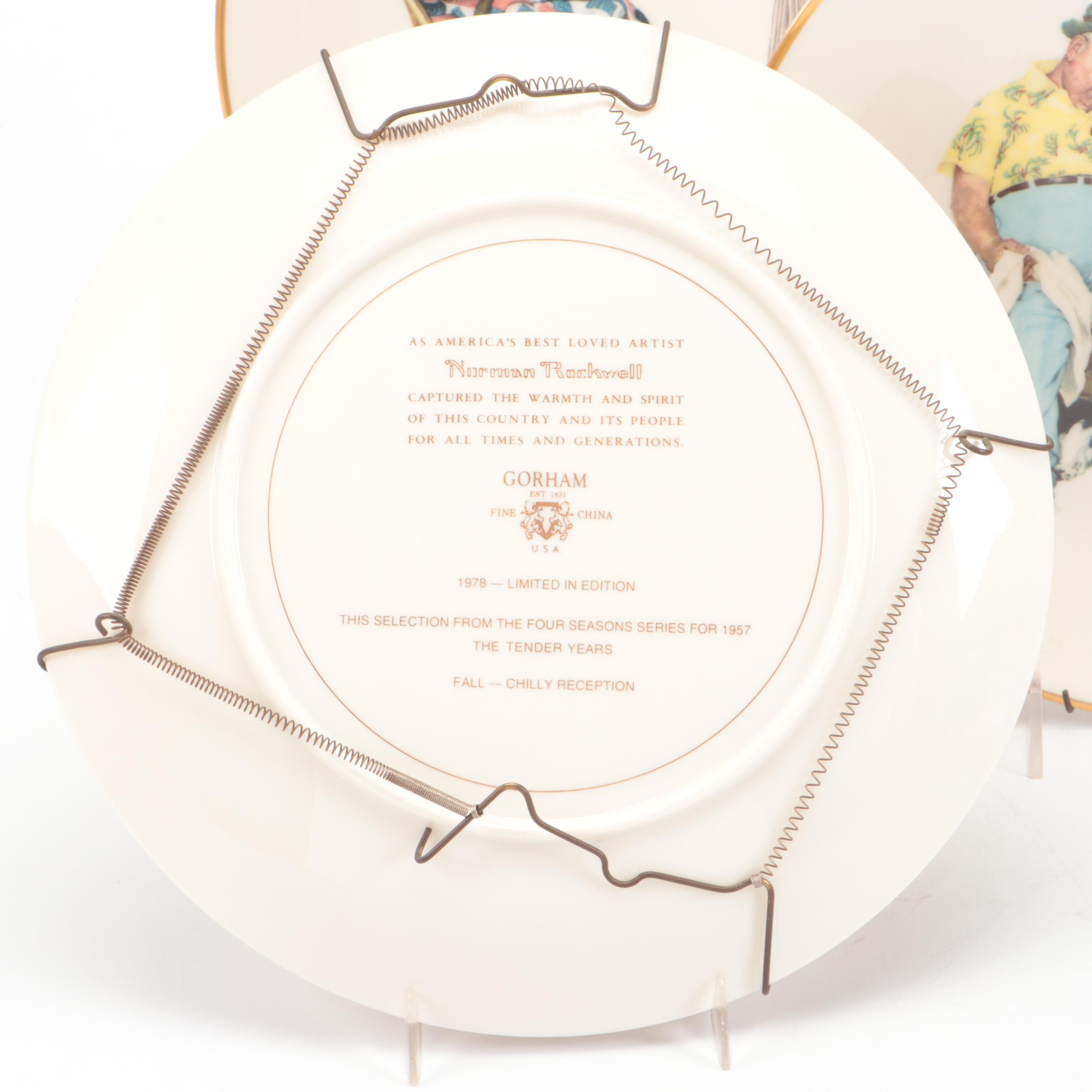 Gorham Limited Edition The Four Seasons Norman Rockwell Collector Plates, 1978