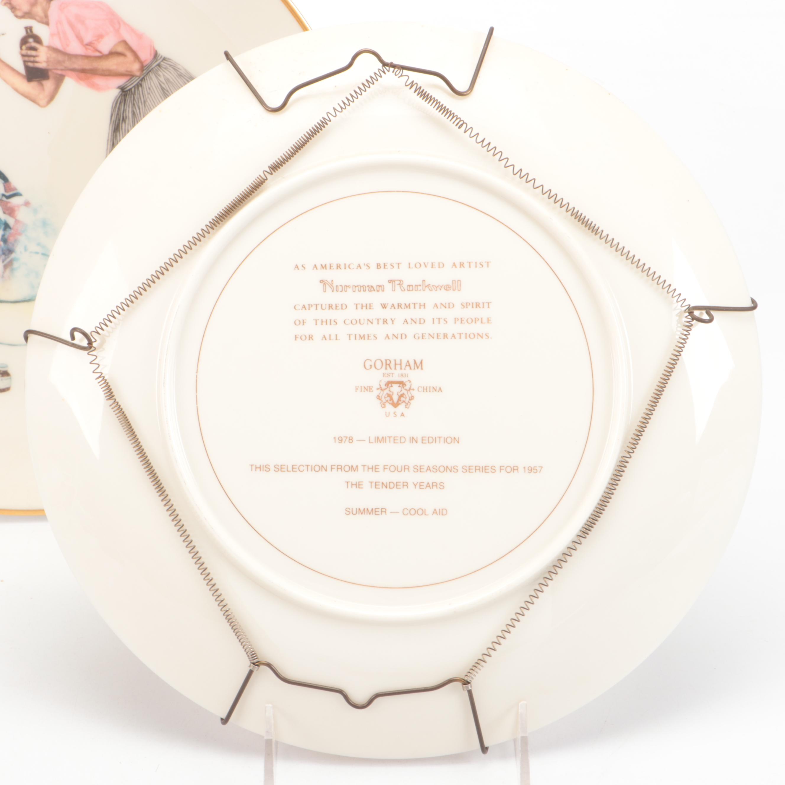Gorham Limited Edition The Four Seasons Norman Rockwell Collector Plates, 1978