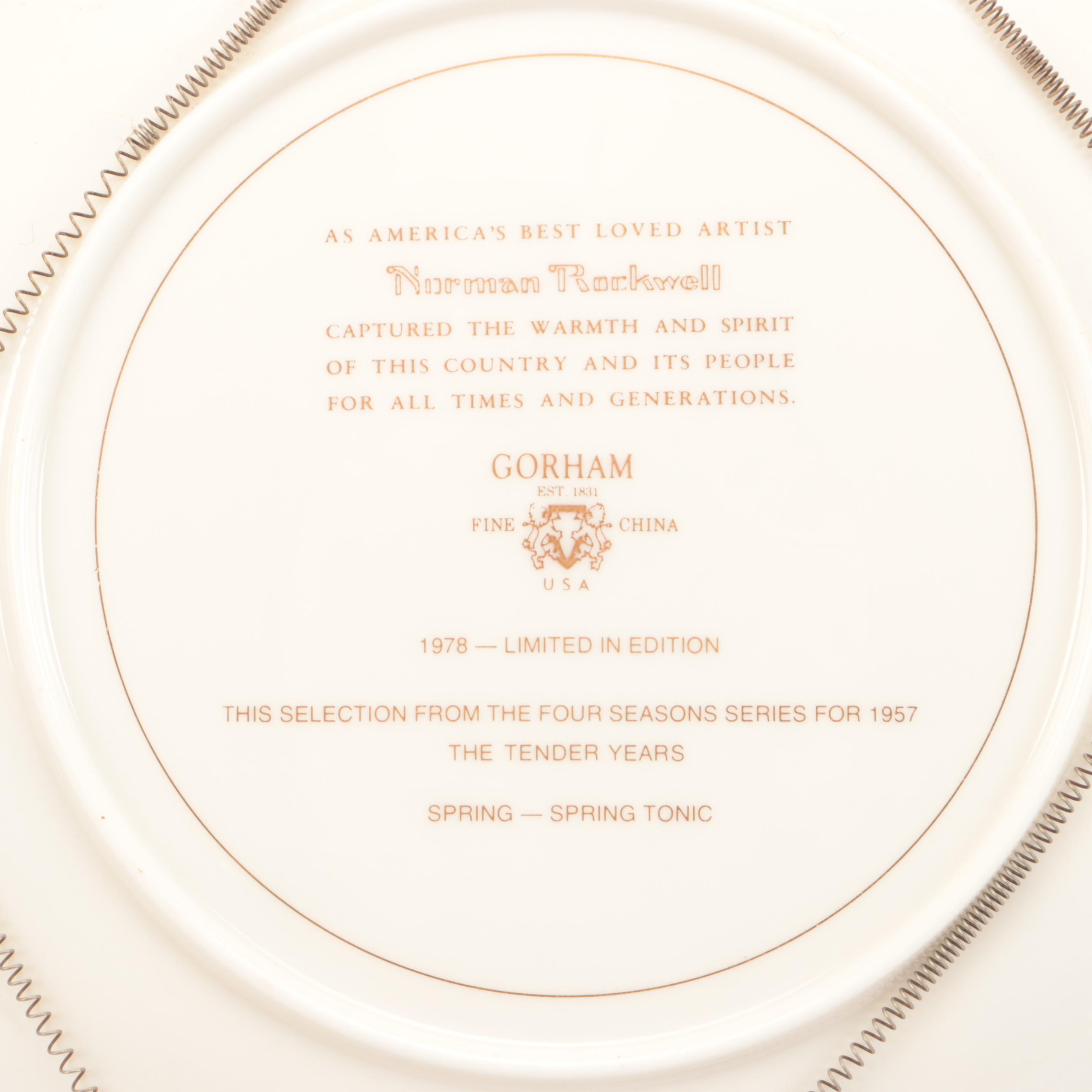 Gorham Limited Edition The Four Seasons Norman Rockwell Collector Plates, 1978