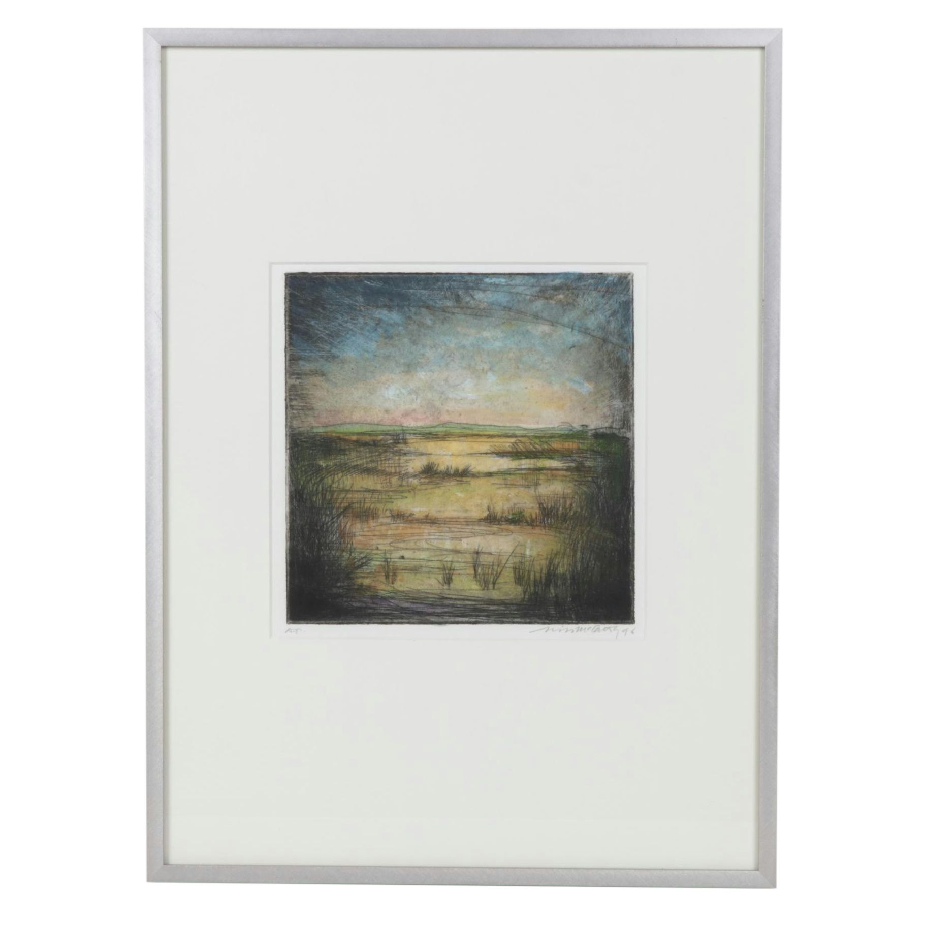 William McCarthy Hand-Colored Etching with Watercolor Landscape, 1996