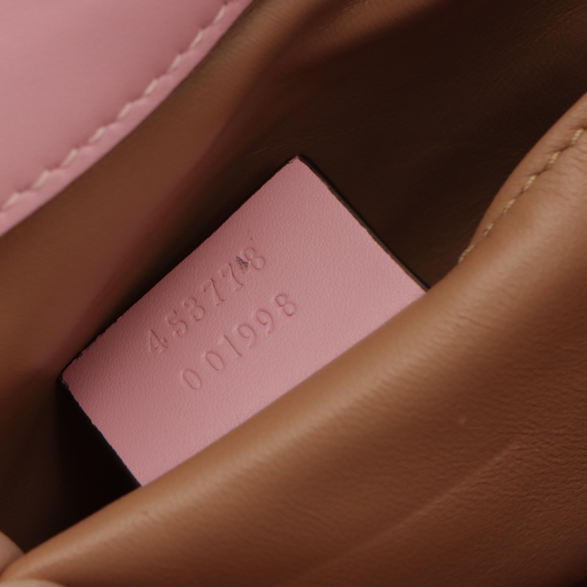 Gucci Queen Margaret Broadway Bee Embellished 2Way Bag in Pink Calfskin Leather