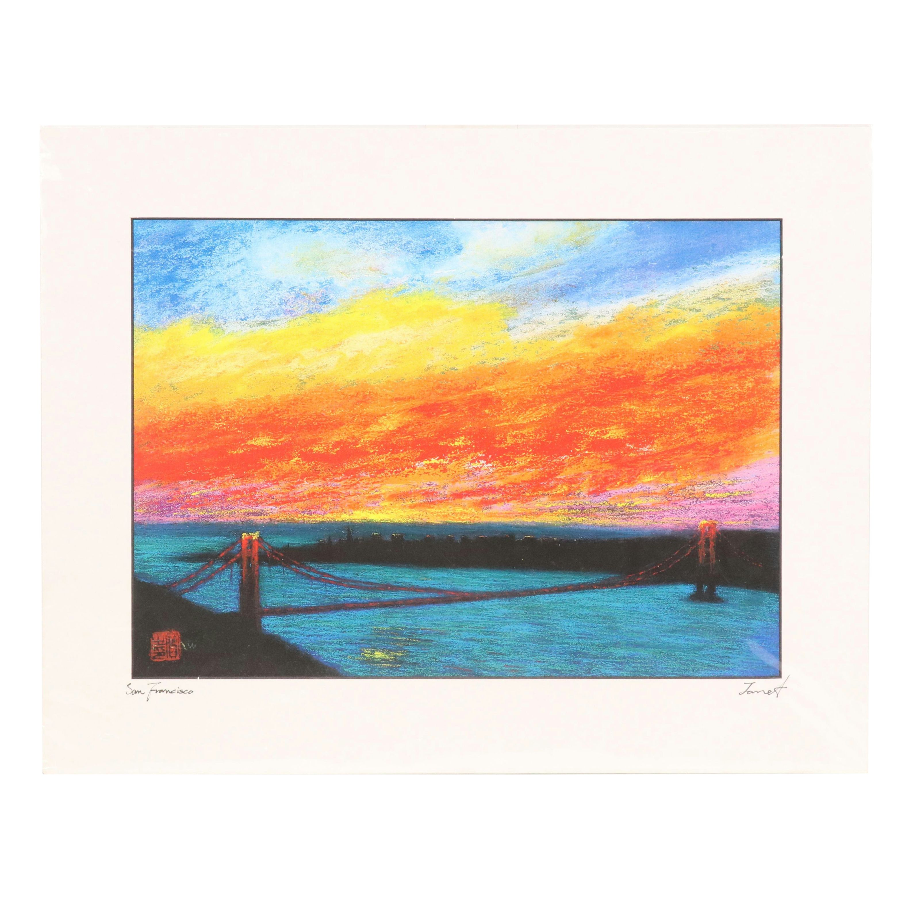 Janet He Giclée "San Francisco" Landscape with Golden Gate Bridge, 21st C.