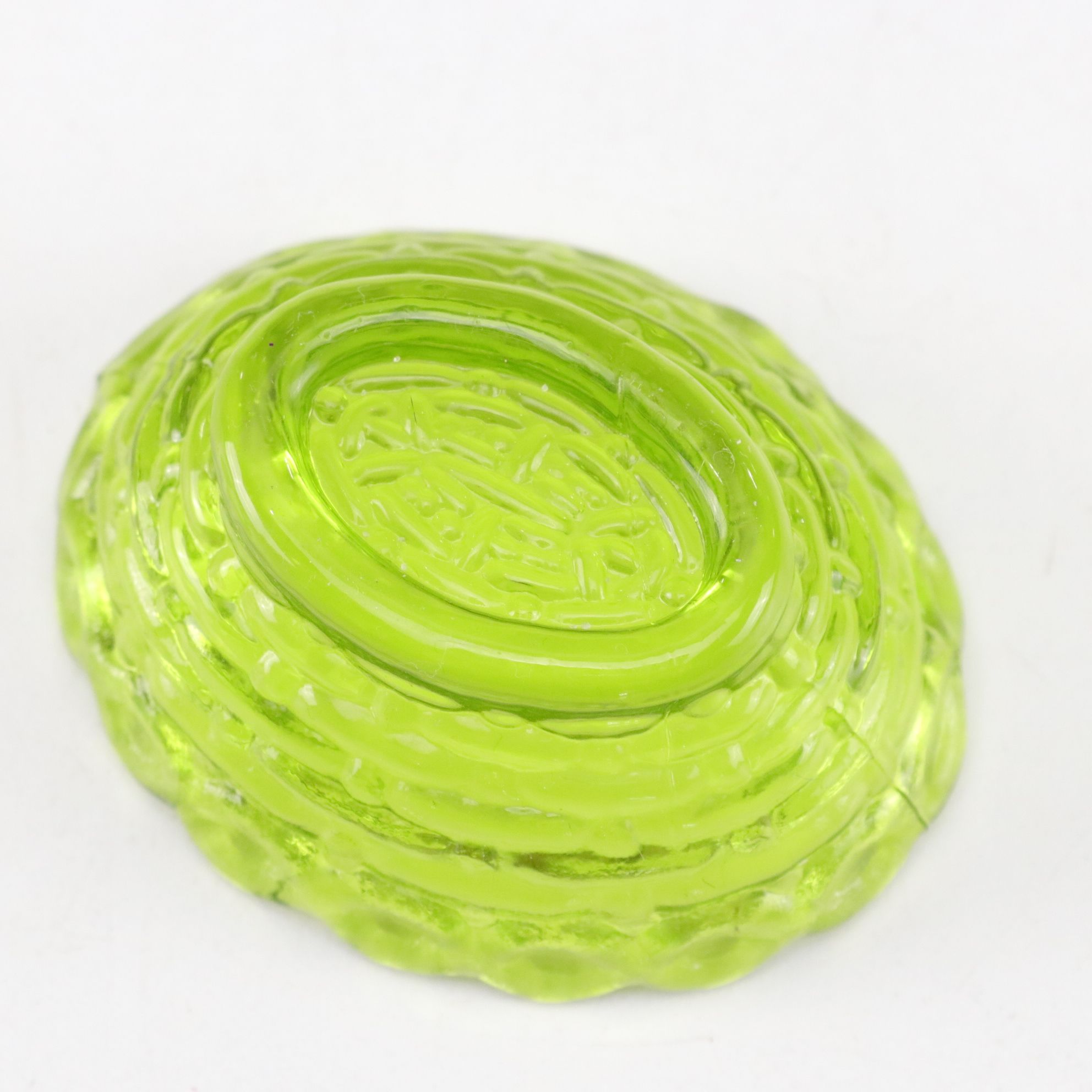 Uranium Glass Hen on Nest & Bird on Nest Covered Condiment Dishes