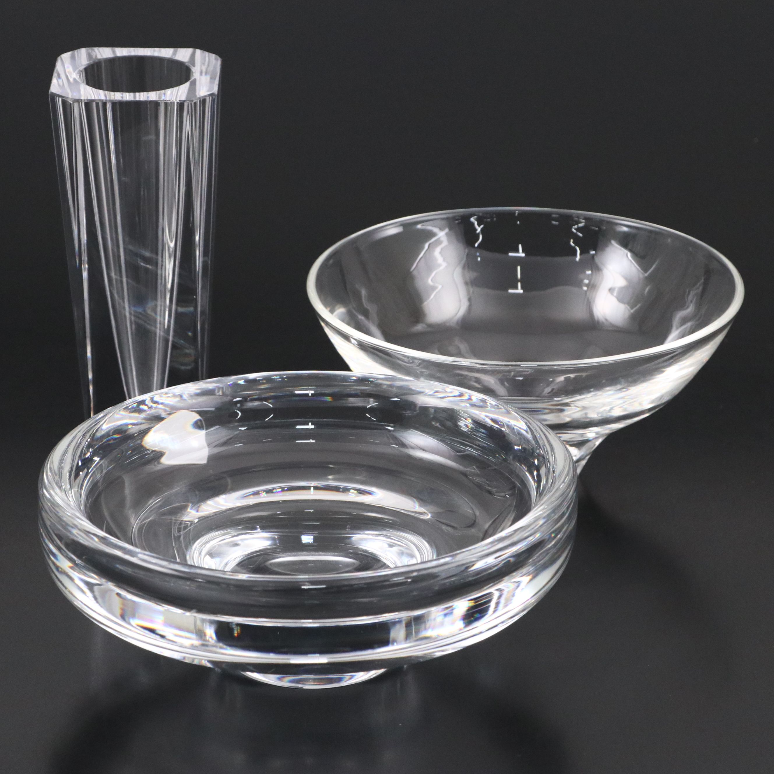 Steuben Art Glass with Orrefors Crystal Bowls and Vase