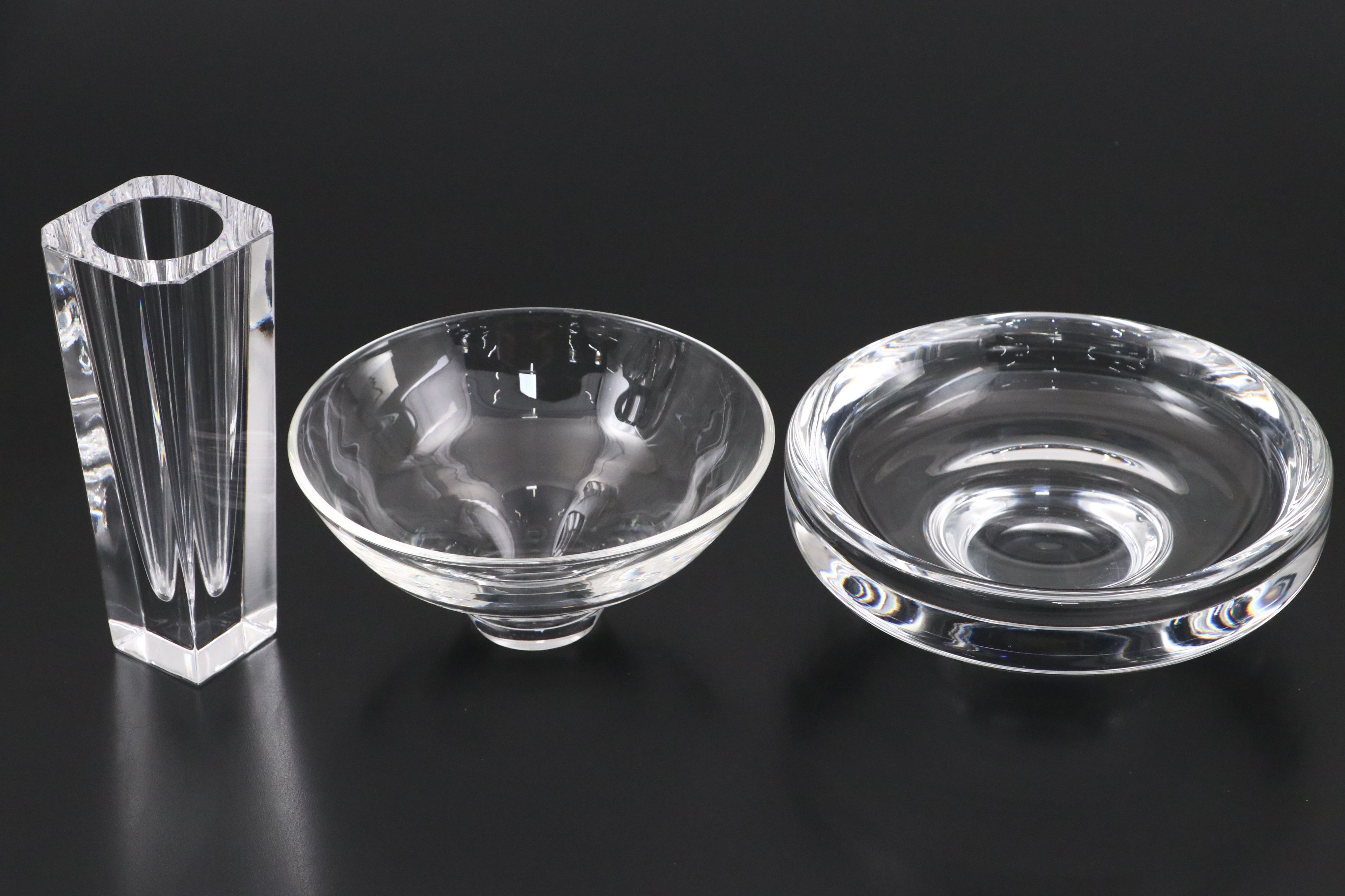 Steuben Art Glass with Orrefors Crystal Bowls and Vase