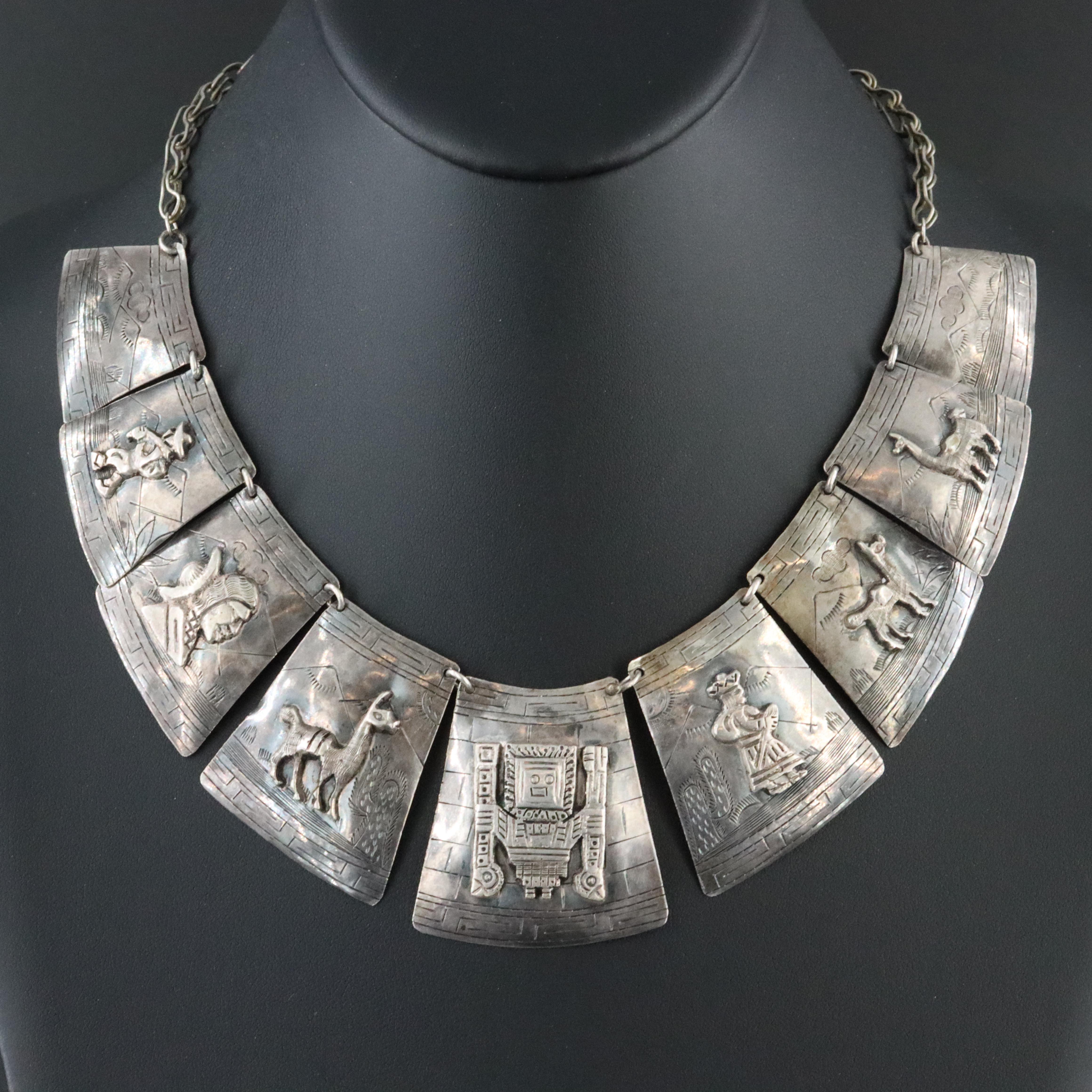 Peruvian Sterling Storyteller Collar Necklace